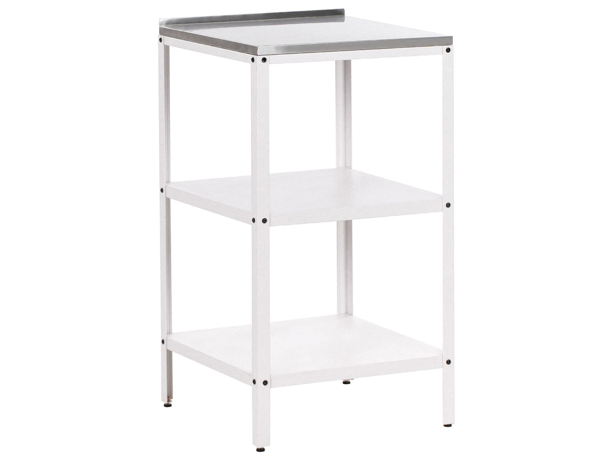 Outdoor Kitchen Island White Stainless Steel 2 Shelves Unit with Top Garden Kitchen Dining Beliani