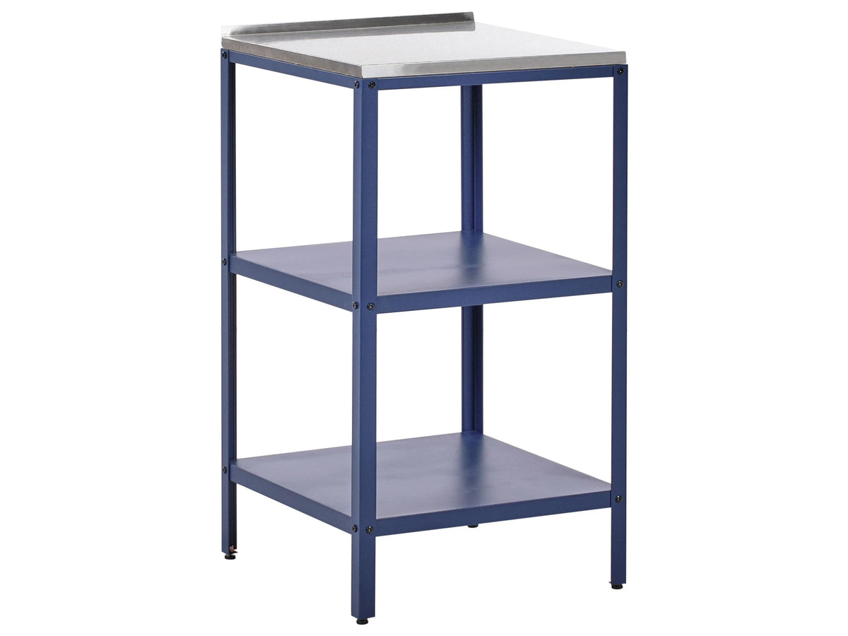 Outdoor Kitchen Island Blue Stainless Steel 2 Shelves Unit with Top Garden Kitchen Dining Beliani