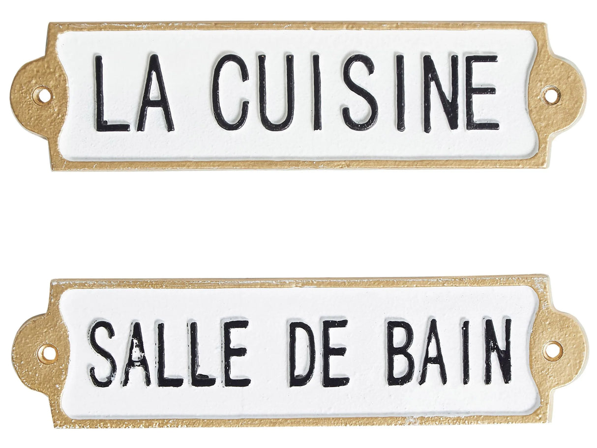 Set of 2 Wall Decor White Iron Hanging Wall Accent Piece Metallic Glamour Style Door Plates Beliani