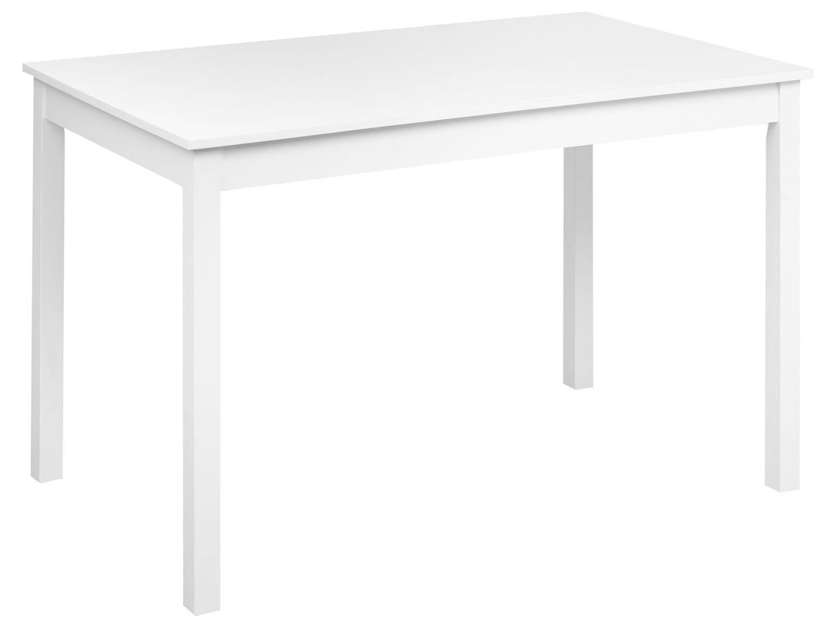 Dining Table White Poplar Wood MDF Board 119 x 73 cm Wooden Legs Kitchen Table Beliani