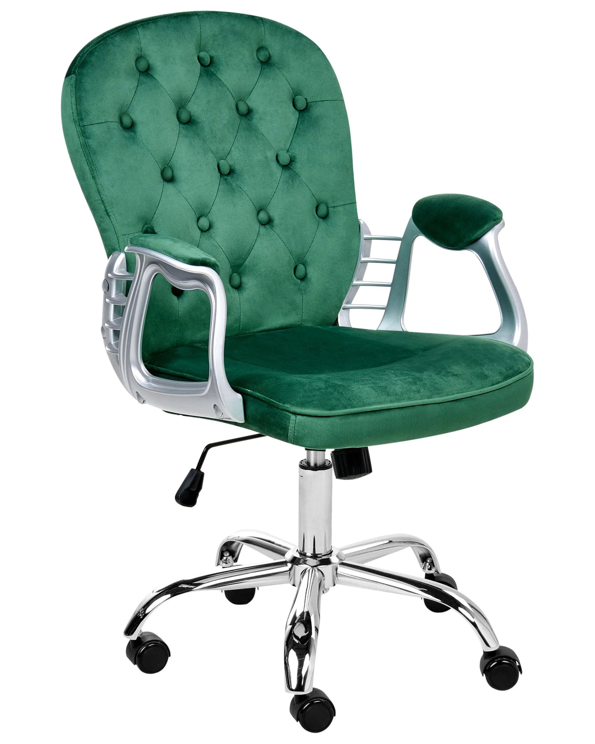 Office Chair Green Velvet Gas Lift Height Adjustable Button with Tufted Backrest and Full Swivel Beliani