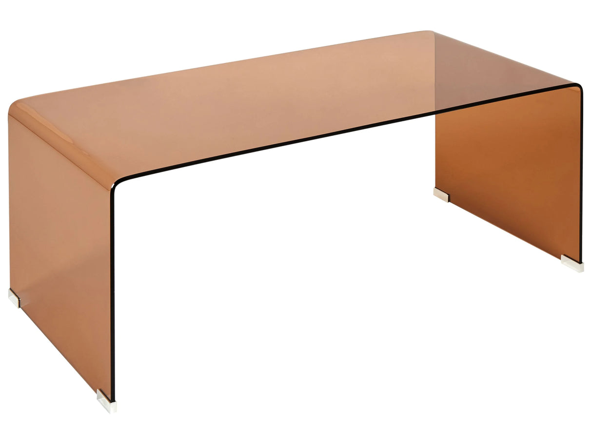 Glass Coffee Table Brown Semi-Transparent Finish 100 x 50 cm Rectangular Minimalist Beliani