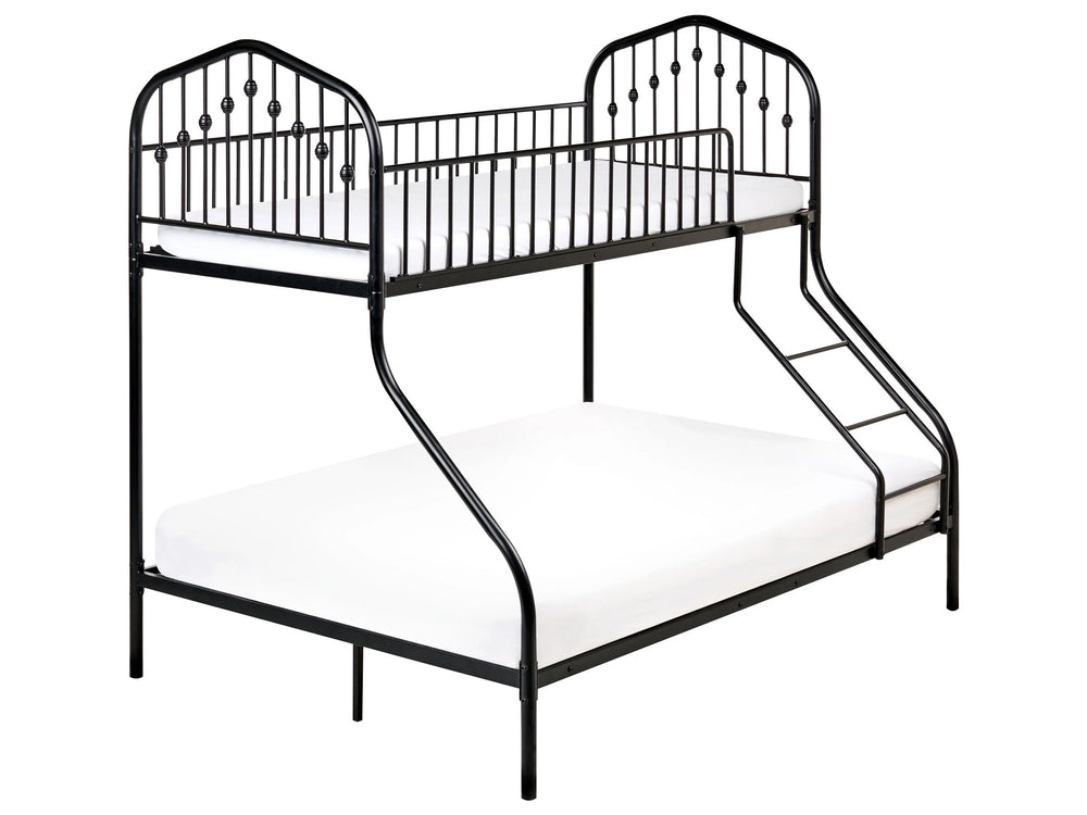 Single over Double Bunk Bed Black Iron High Sleeper Children Kids Bedroom Beliani