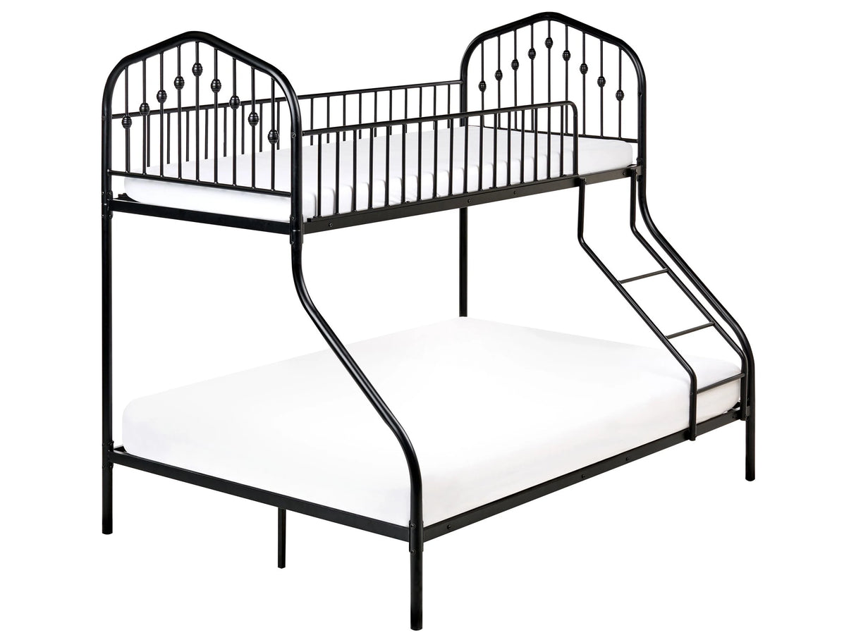 Single over Double Bunk Bed Black Iron High Sleeper Children Kids Bedroom Beliani