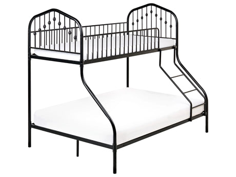 Single over Double Bunk Bed Black Iron High Sleeper Children Kids Bedroom Beliani