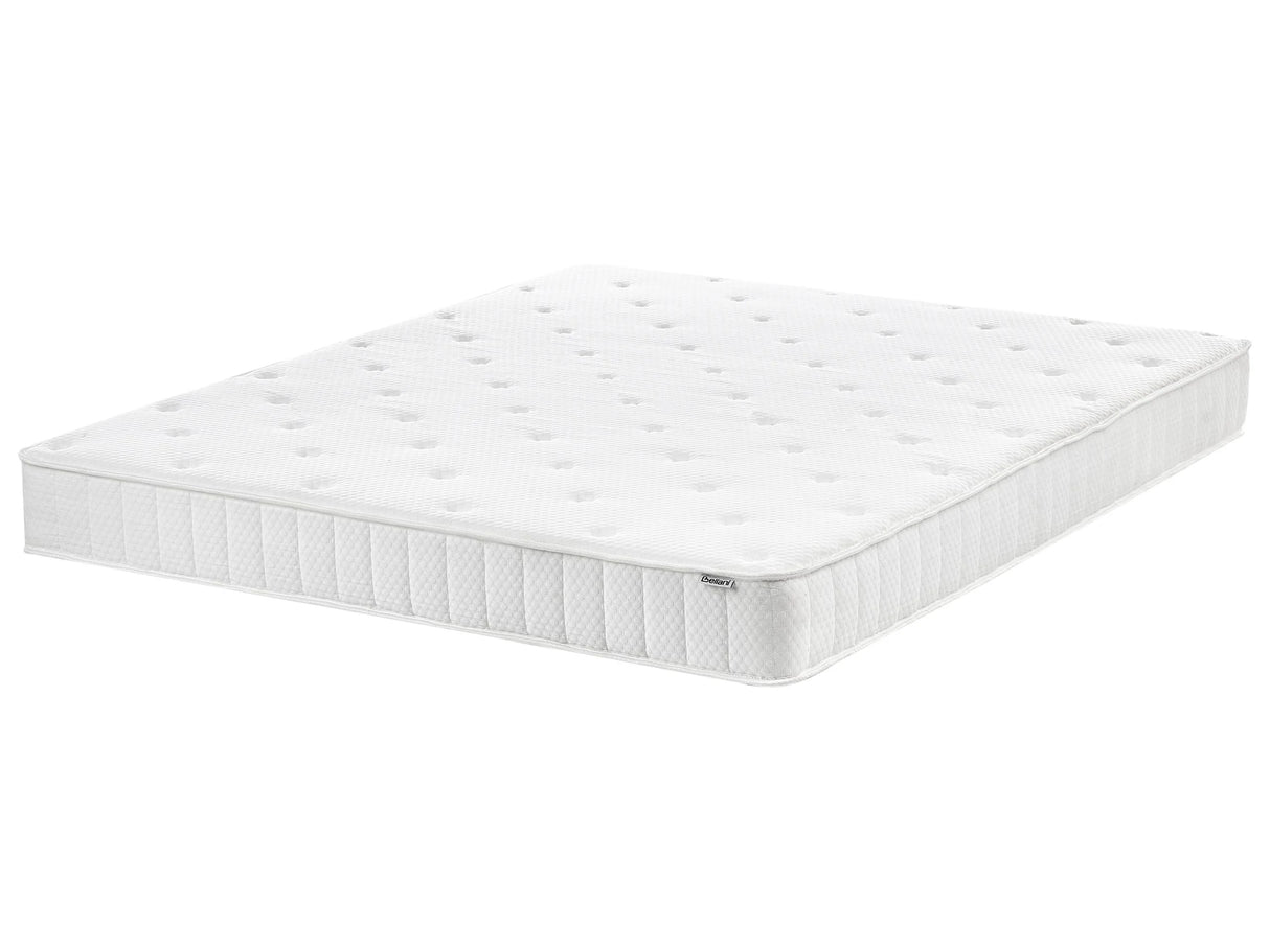 Double Sided Mattress White Fabric EU King Size Medium Hard Beliani