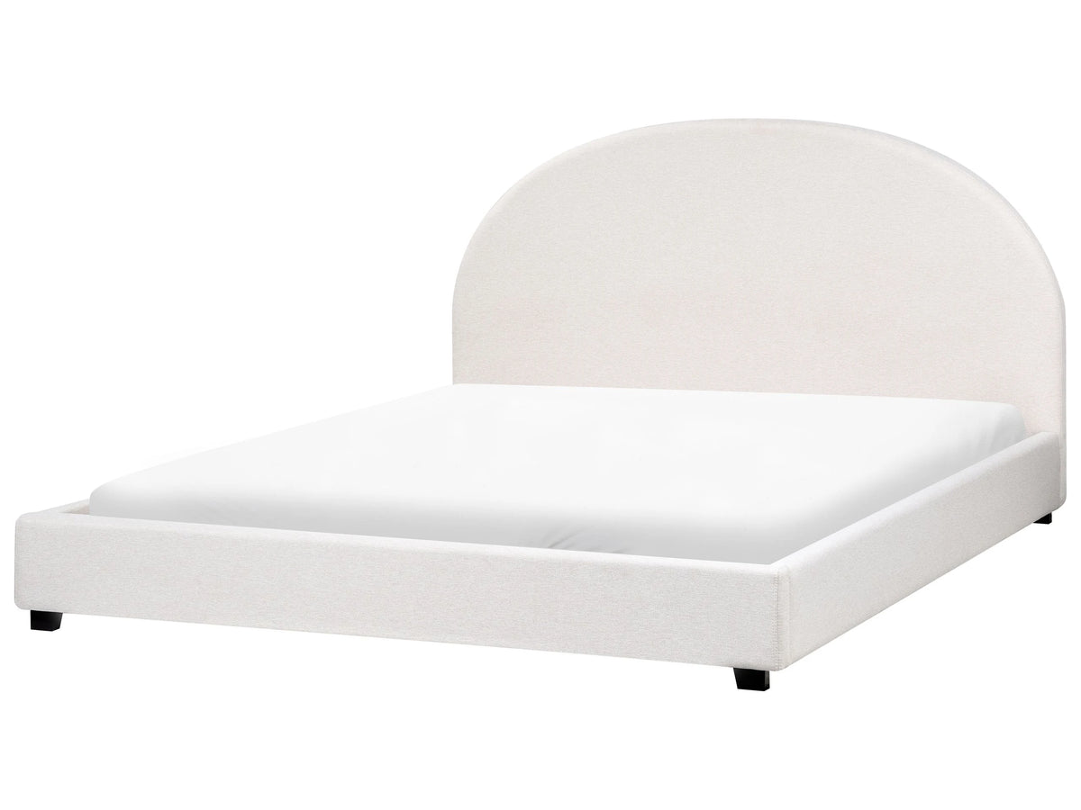 Bed Off-White Polyester Fabric EU Super King Size 6ft Minimalist Retro Design Beliani