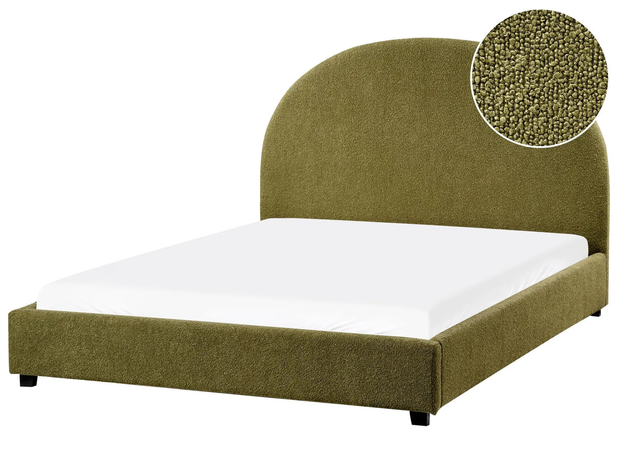 Bed Olive Green Polyester Boucle EU Double Size 4ft6 Minimalist Retro Design Beliani