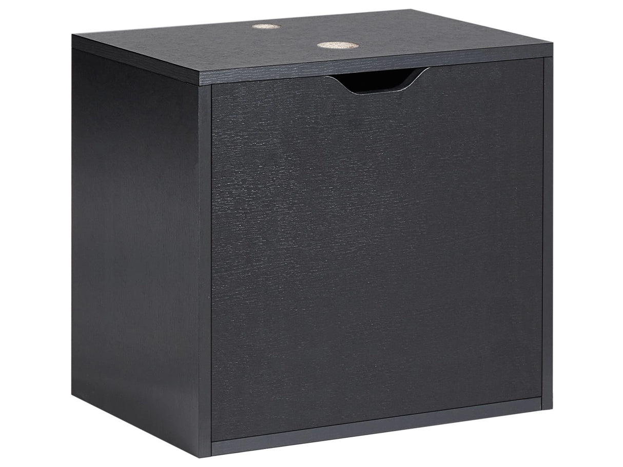 Wall Mounted Bathroom Cabinet Black MDP Body 44 x 40 cm with 1 Door Pre Cut Hole Beliani