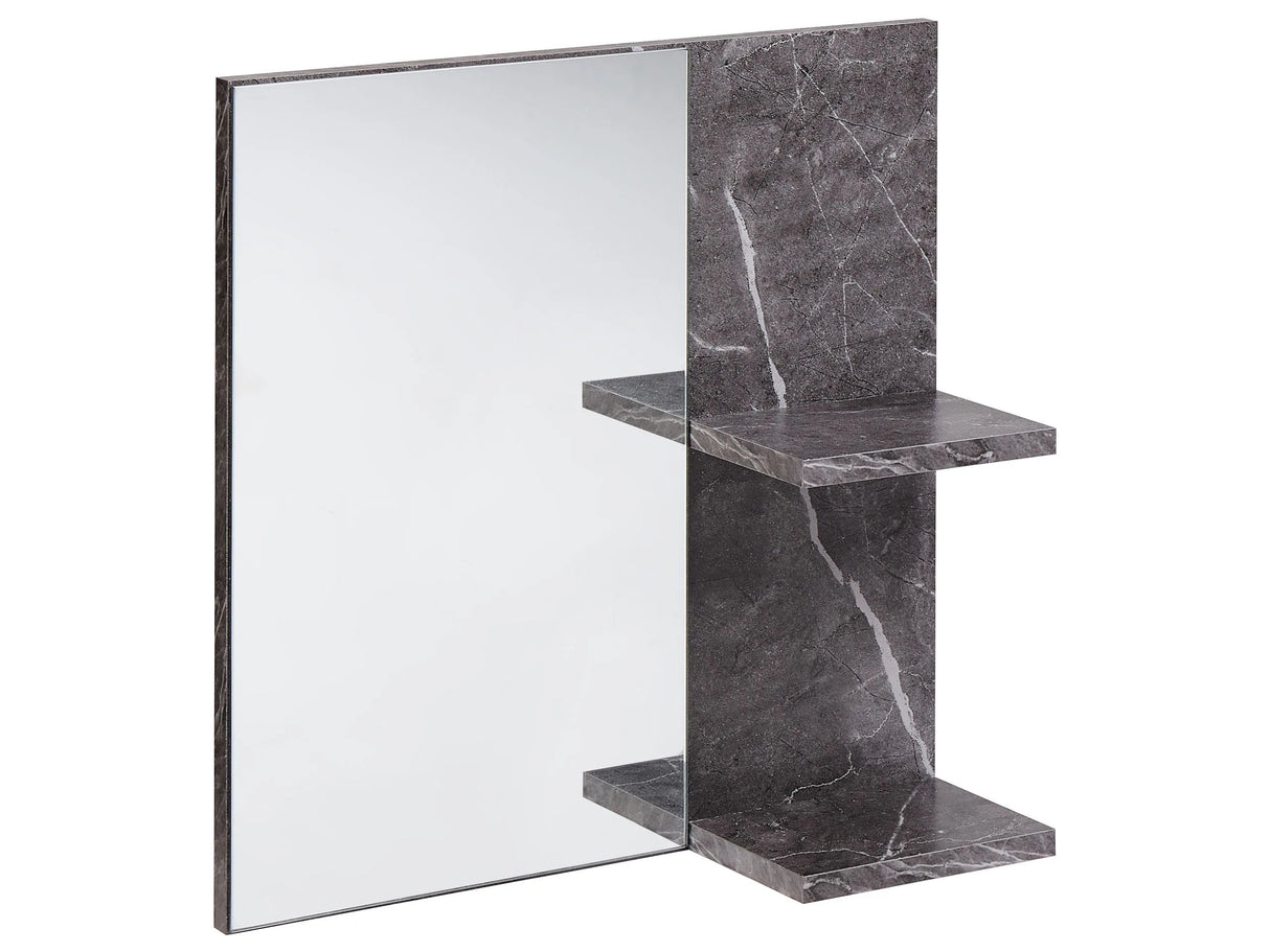 Mirror with Shelves Black Particle Board Modern Bathroom Storage Beliani
