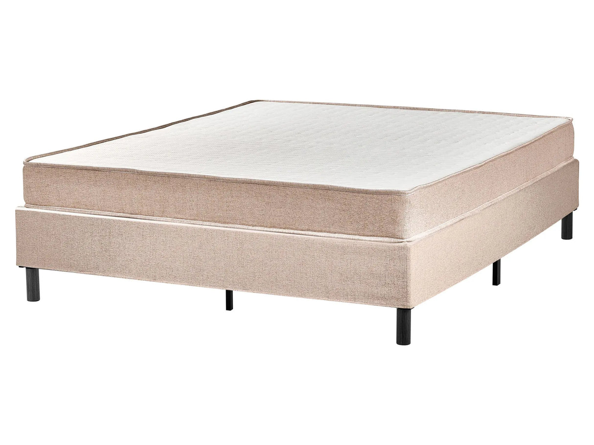 Divan Bed Beige Polyester Upholstery EU King Size 5ft3 Without Headboard Pocket Spring Mattress Bedroom Beliani
