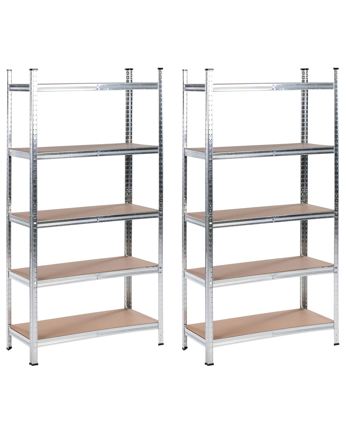 Set of 2 Shelf Metal Silver Outdoor Indoor Garden Garage Modern Design 5 Shelves Freestanding Garden Storage Beliani