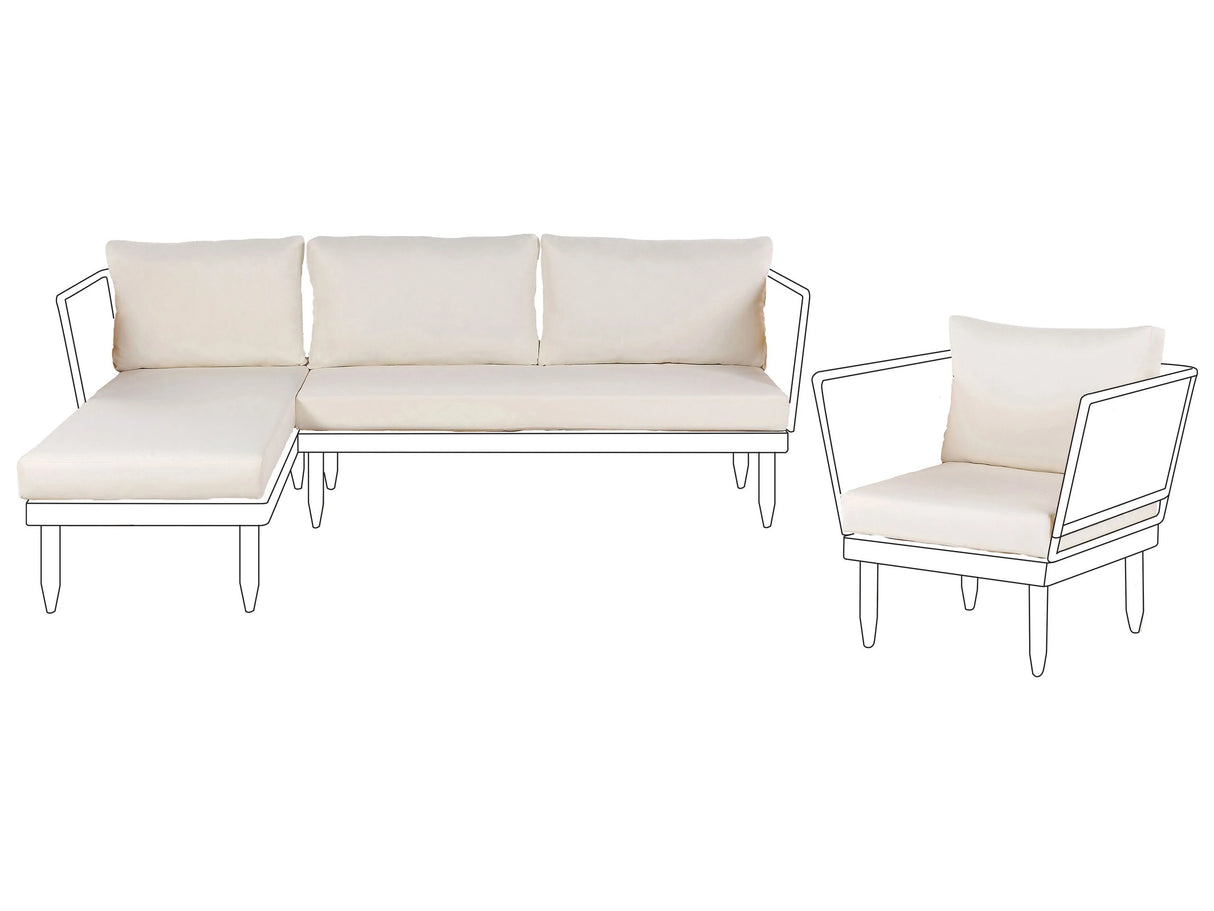 Outdoor Cushion Cover Set for a Lounge Set Off-White Polyester Fabric Sofa Seat Back Side Pillow Cases Beliani