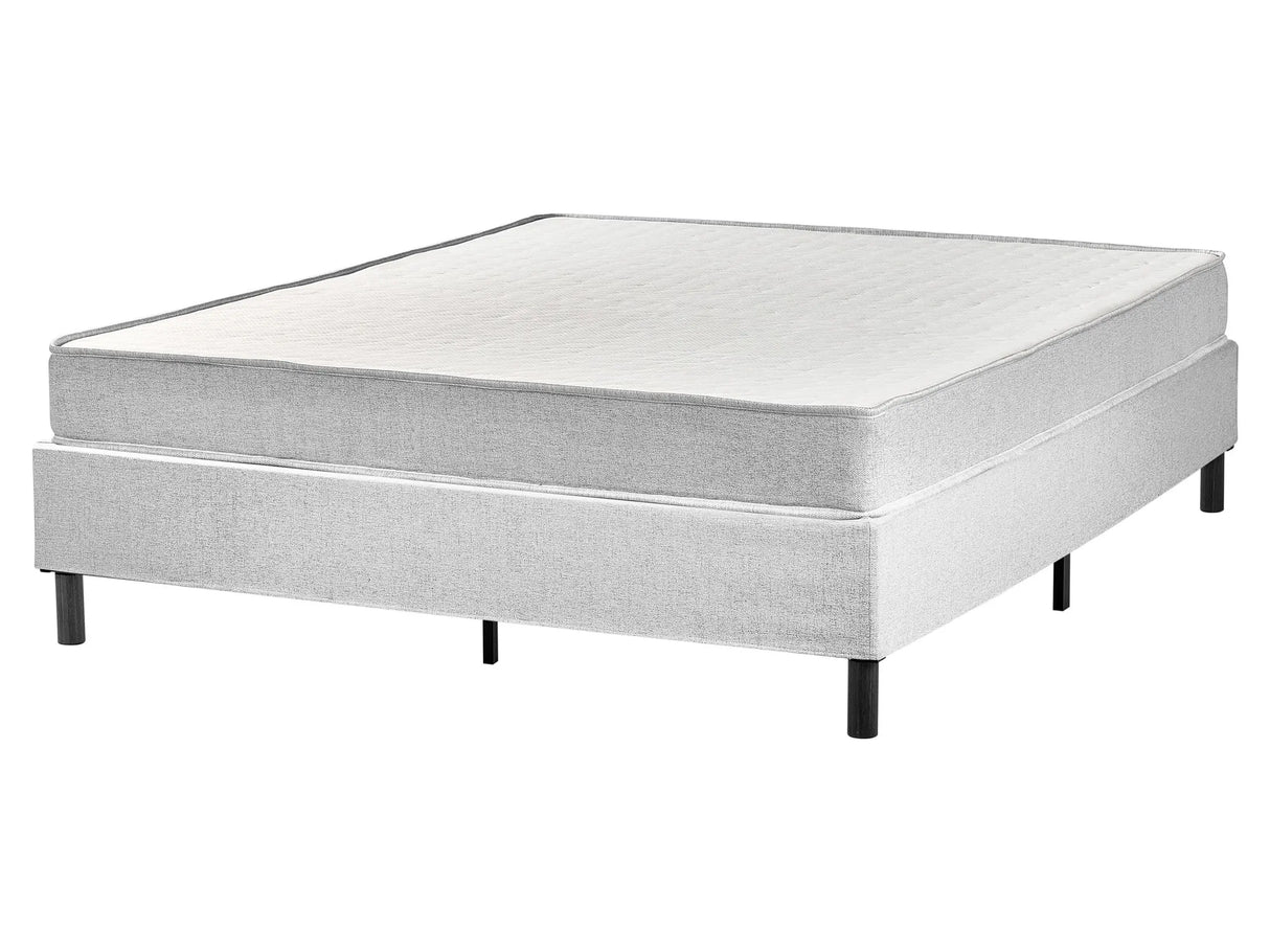 Divan Bed Light Grey Polyester Upholstery EU King Size 5ft3 without Headboard Pocket Spring Mattress Bedroom Beliani