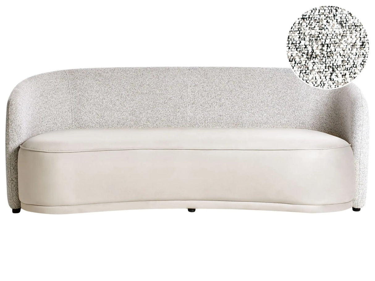 3 Seater Sofa Light Beige Two Fabrics Polyester Fabric Soft Textured Curved Design Modern Art Decor Style Beliani