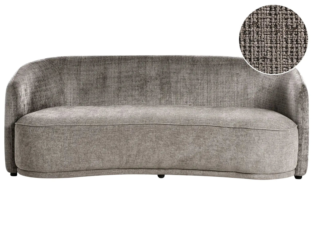 3 Seater Sofa Brown Two Fabrics Polyester Fabric Soft Textured Curved Design Modern Art Decor Style Beliani