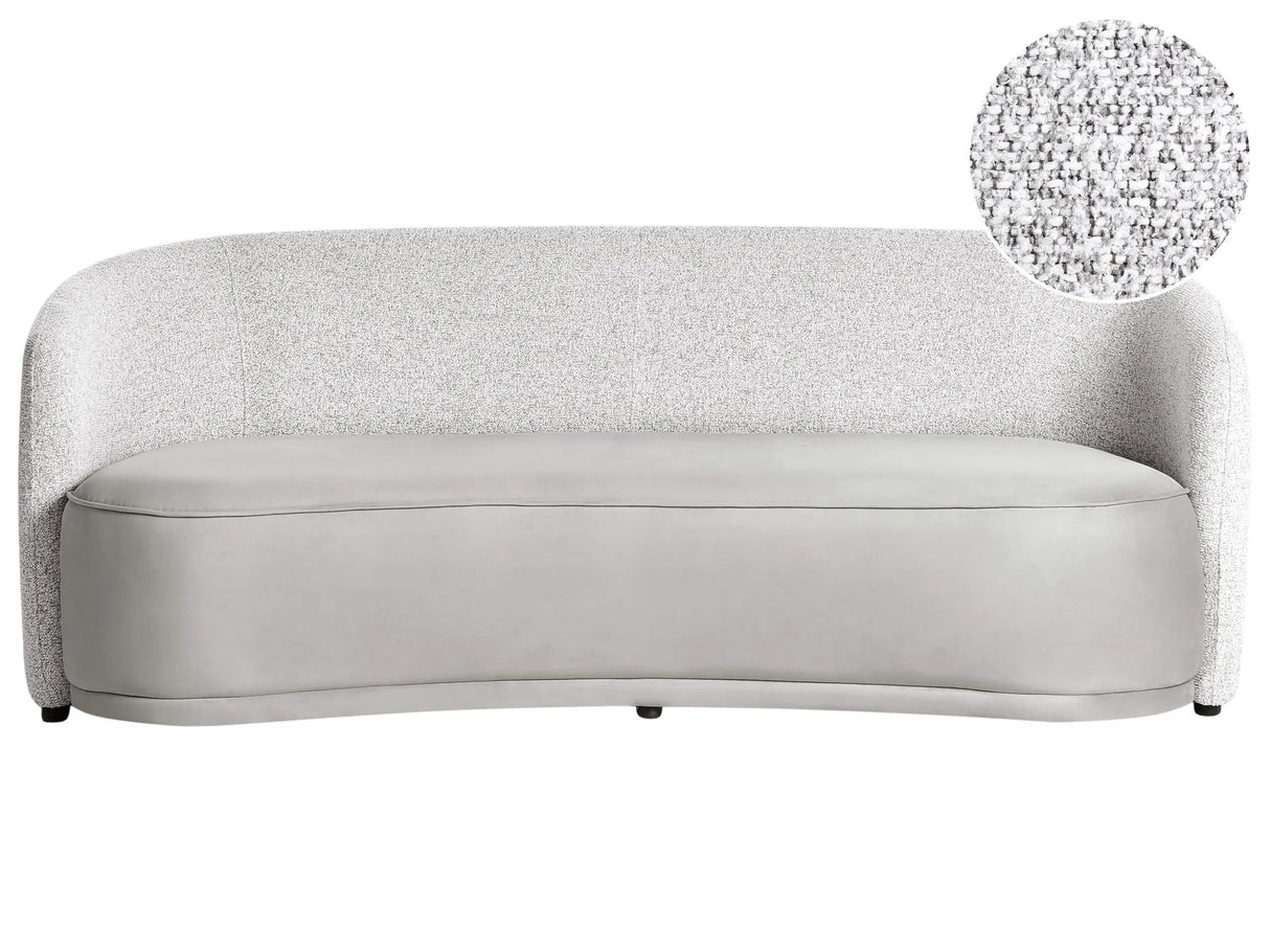 3 Seater Sofa Grey Two Fabrics Polyester Fabric Soft Textured Curved Design Modern Art Decor Style Beliani
