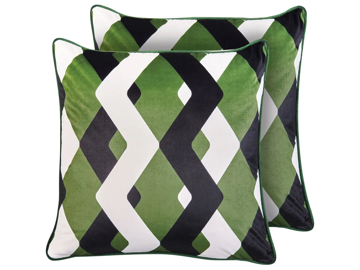 Set of 2 Outdoor Throw Cushions Multicolour Polyester 45 x 45 cm Geometric Pattern Garden Accessory Beliani
