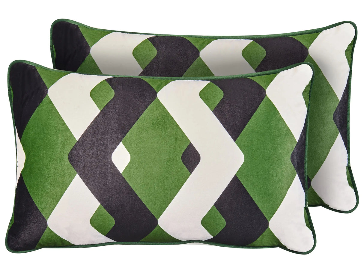 Set of 2 Outdoor Throw Cushions Multicolour Polyester 30 x 50 cm Geometric Pattern Garden Accessory Beliani