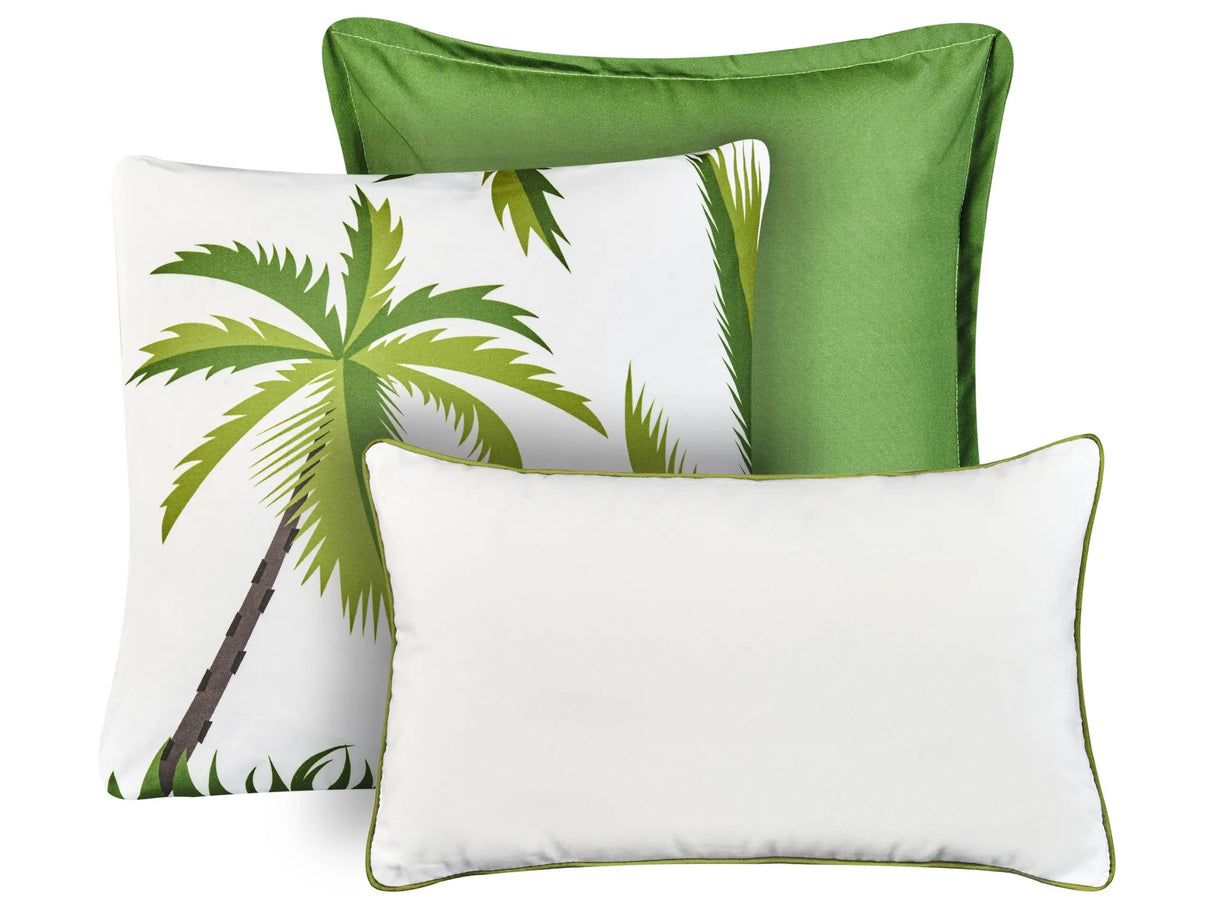 Set of 3 Outdoor Throw Cushions Green Polyester Garden Accessory Plant Pattern Beliani