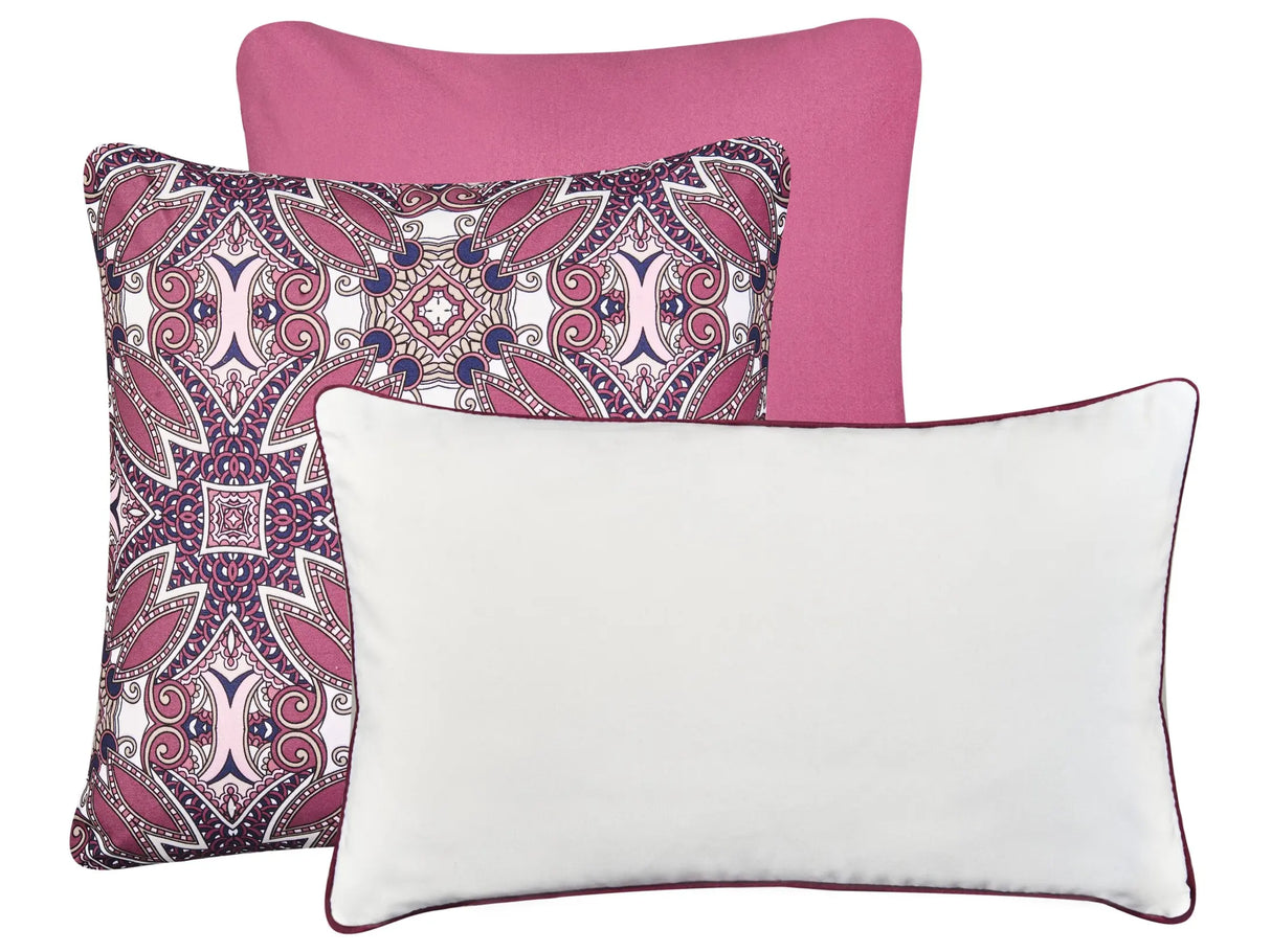 Set of 3 Outdoor Throw Cushions Multicolour Polyester Garden Accessory Beliani