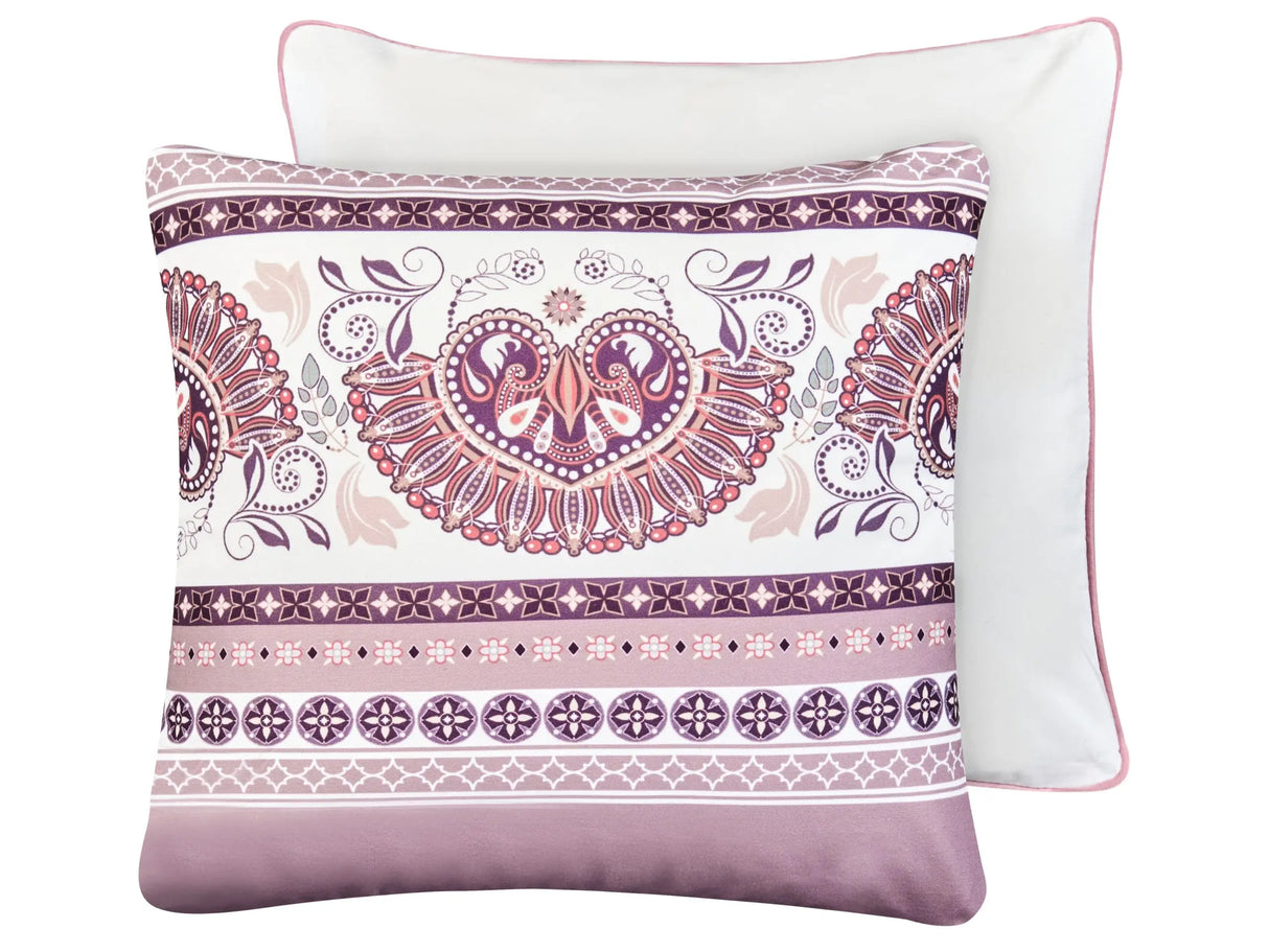 Set of 2 Outdoor Throw Cushions Purple Polyester 45 x 45 cm Pattern Garden Accessory Beliani