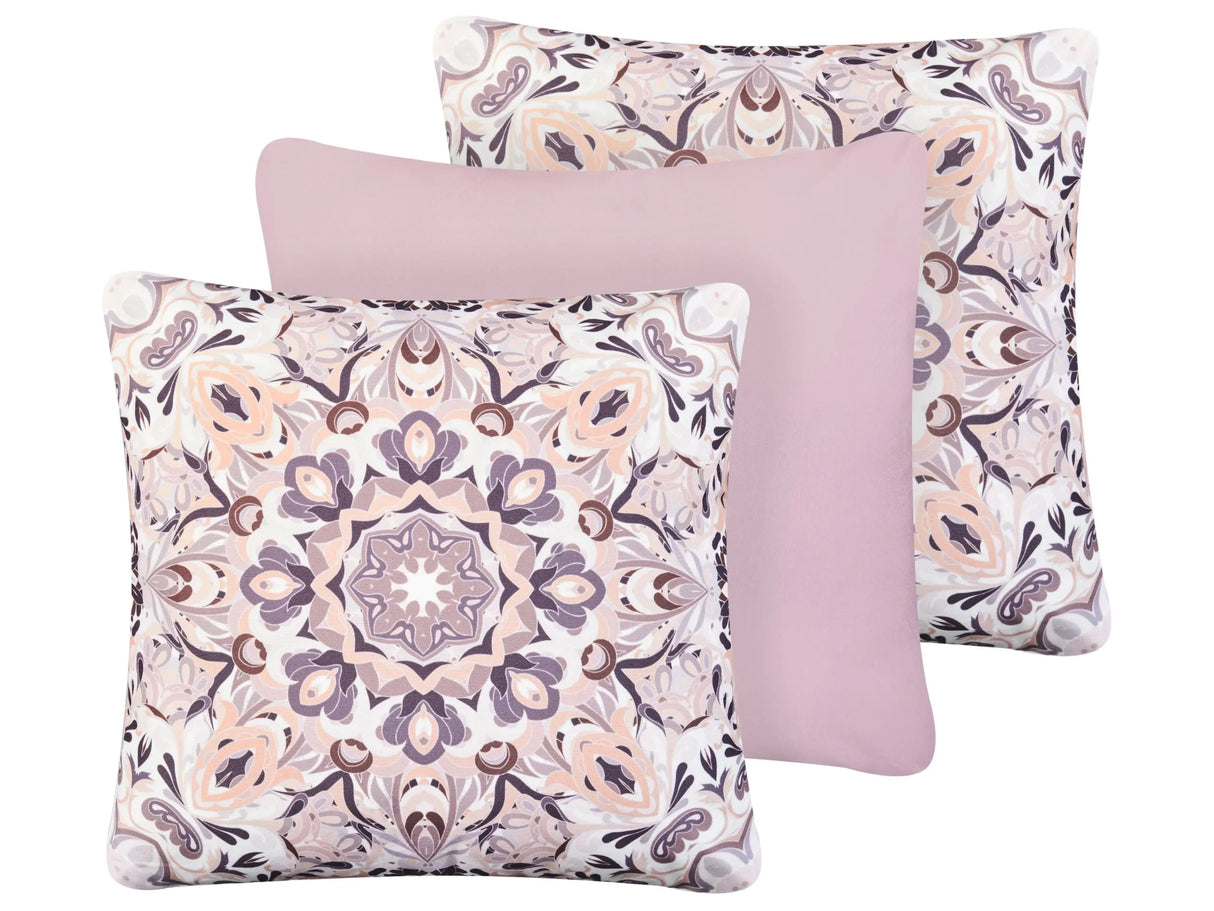 Set of 3 Outdoor Throw Cushions Multicolour Polyester Garden Accessory Beliani