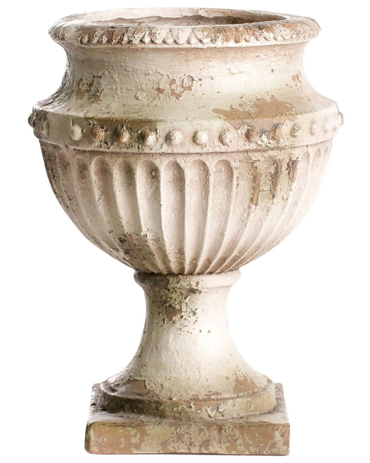 Plant Pot Beige Distressed MgO Vintage Style Antique Look Indoor Outdoor Pot Beliani