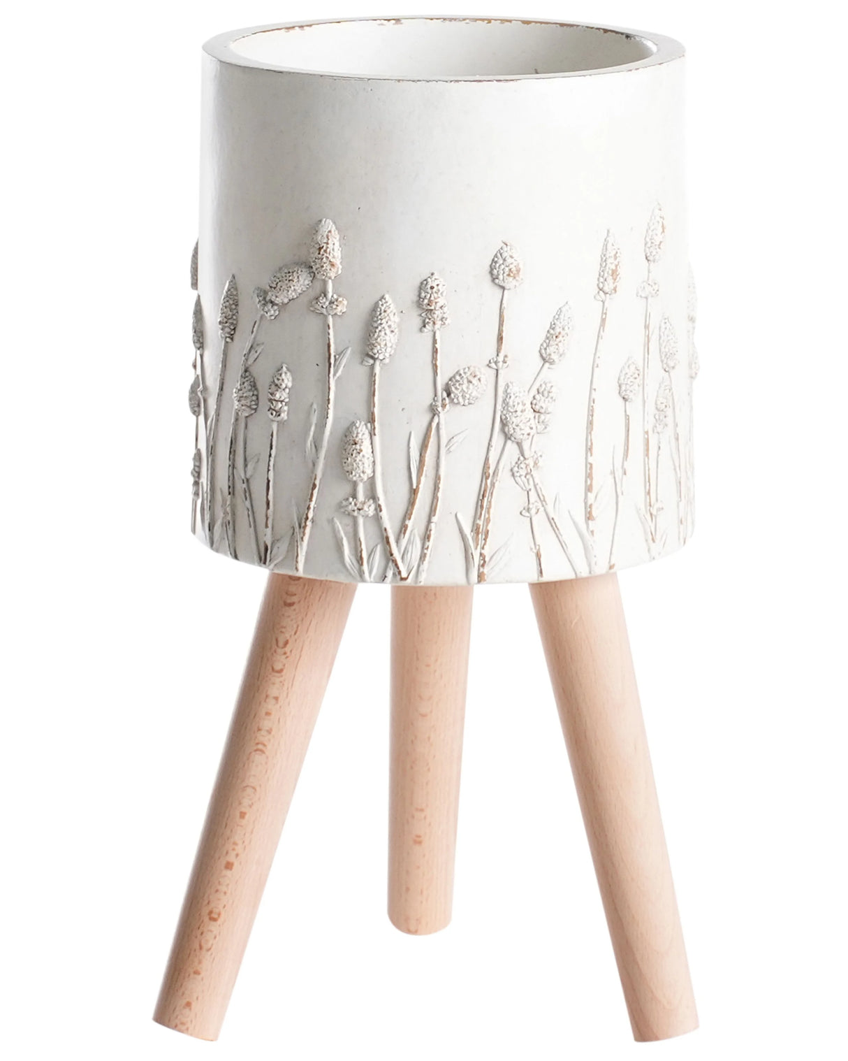 Plant Pot Off White Distressed MgO Vintage Style Antique Look Indoor Outdoor Pot Beliani