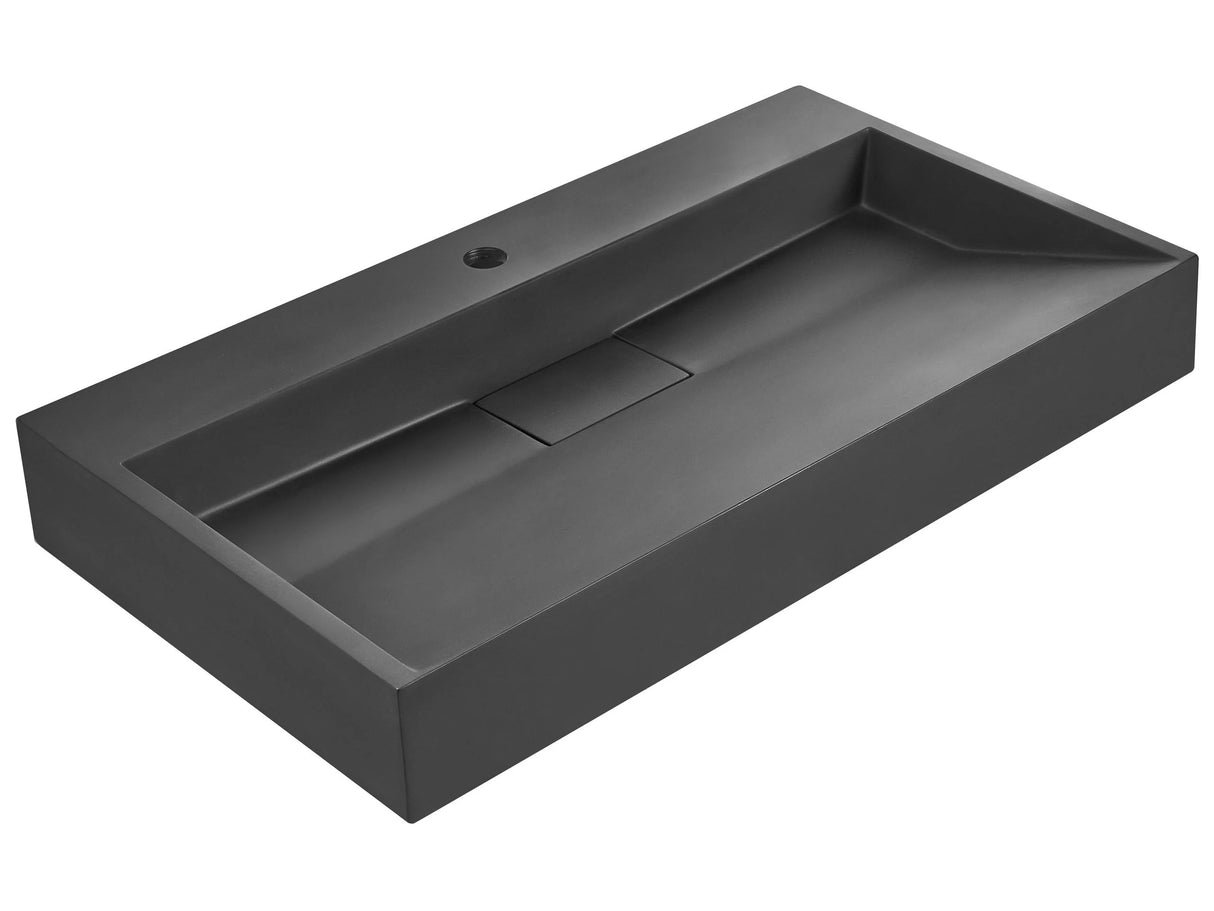 Hall Hung Wash Basin Black Matt Finish Mineral Cast 800 x 460 mm Rectangular Bathroom Sink Beliani