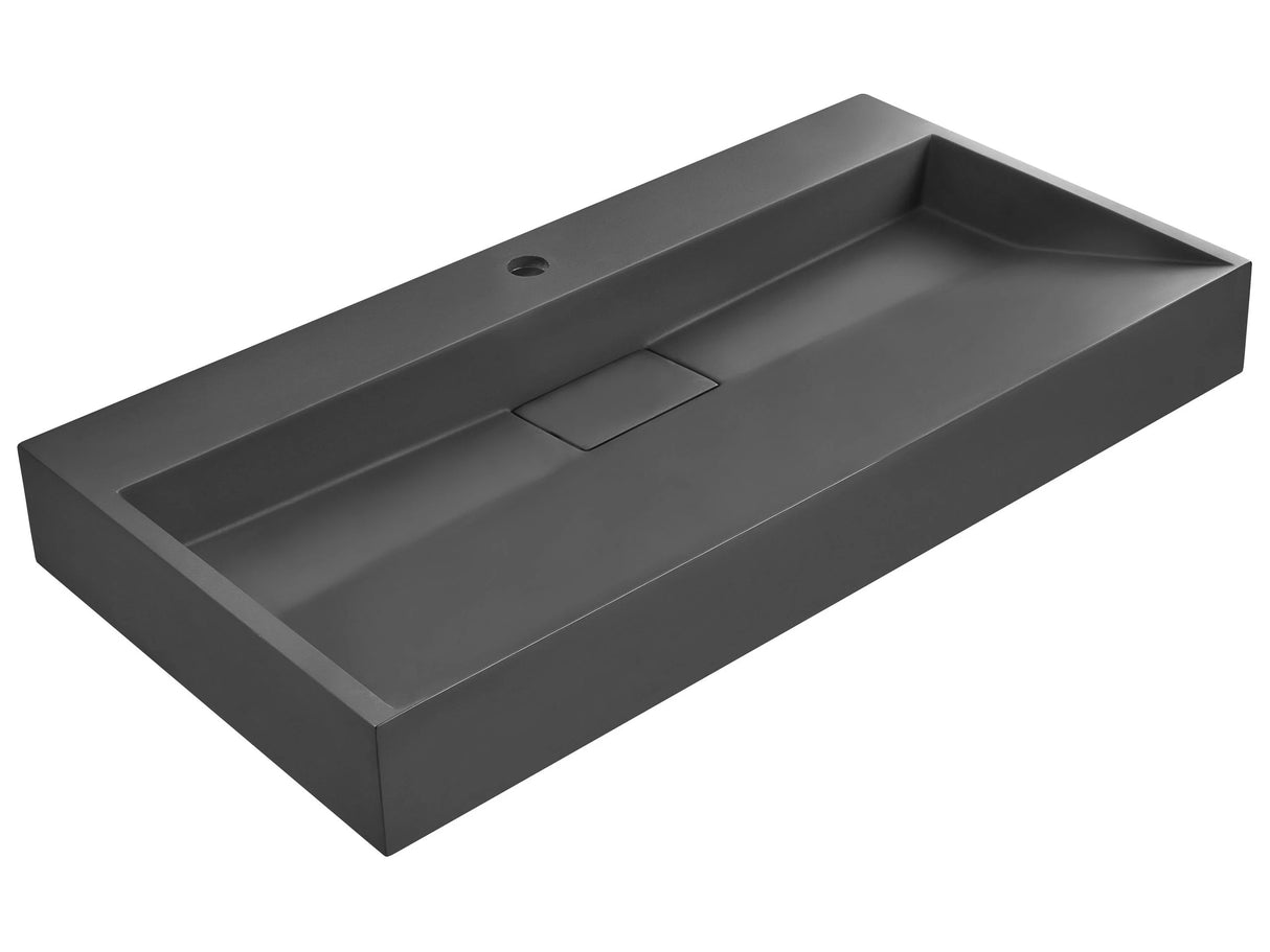 Hall Hung Wash Basin Black Matt Finish Mineral Cast 900 x 460 mm Rectangular Bathroom Sink Beliani