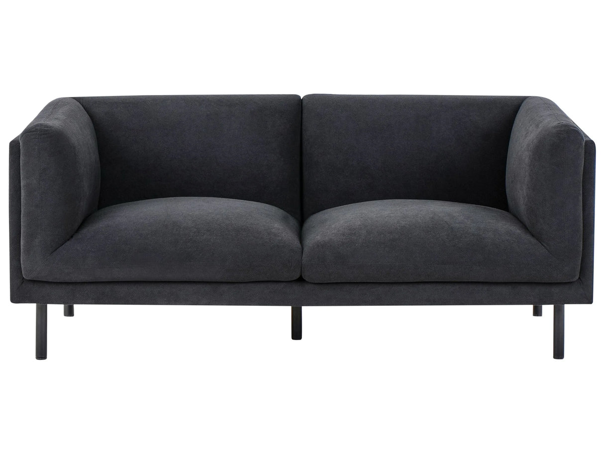 2 Seater Sofa Black Fabric Metal Legs Upholstered Living Room Furniture Beliani