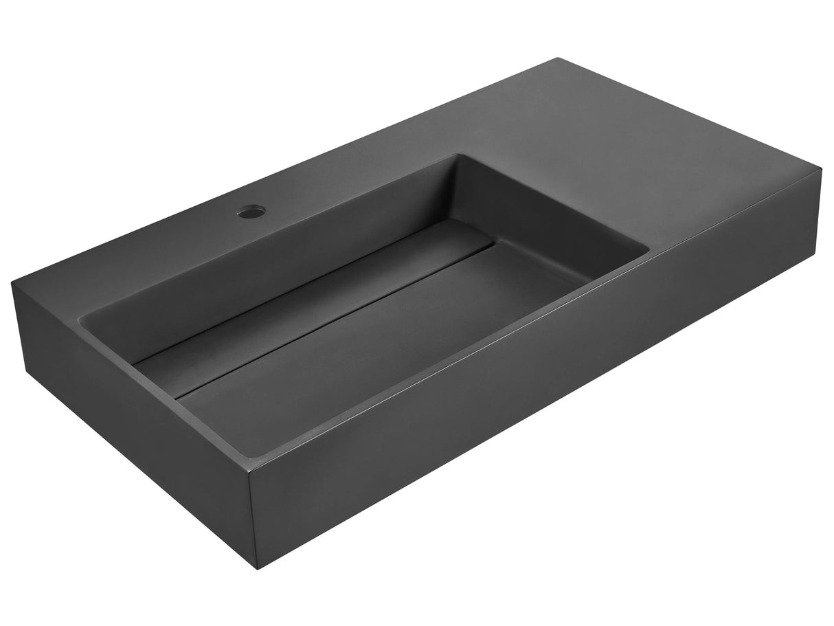 Hall Hung Wash Basin Black Matt Finish Mineral Cast 900 x 480 mm Rectangular Bathroom Sink Beliani