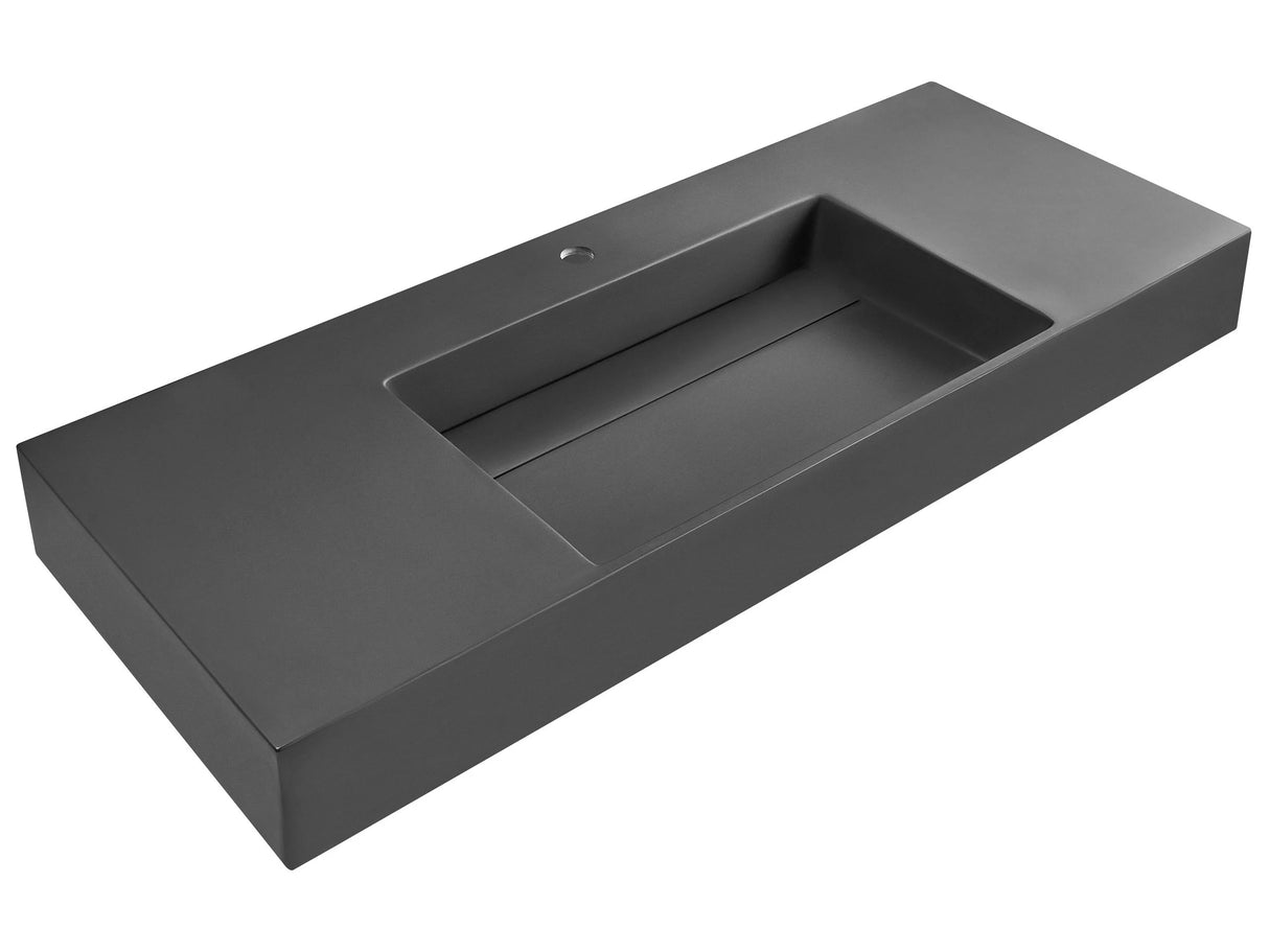 Hall Hung Wash Basin Black Matt Finish Mineral Cast 1200 x 480 mm Rectangular Bathroom Sink Beliani