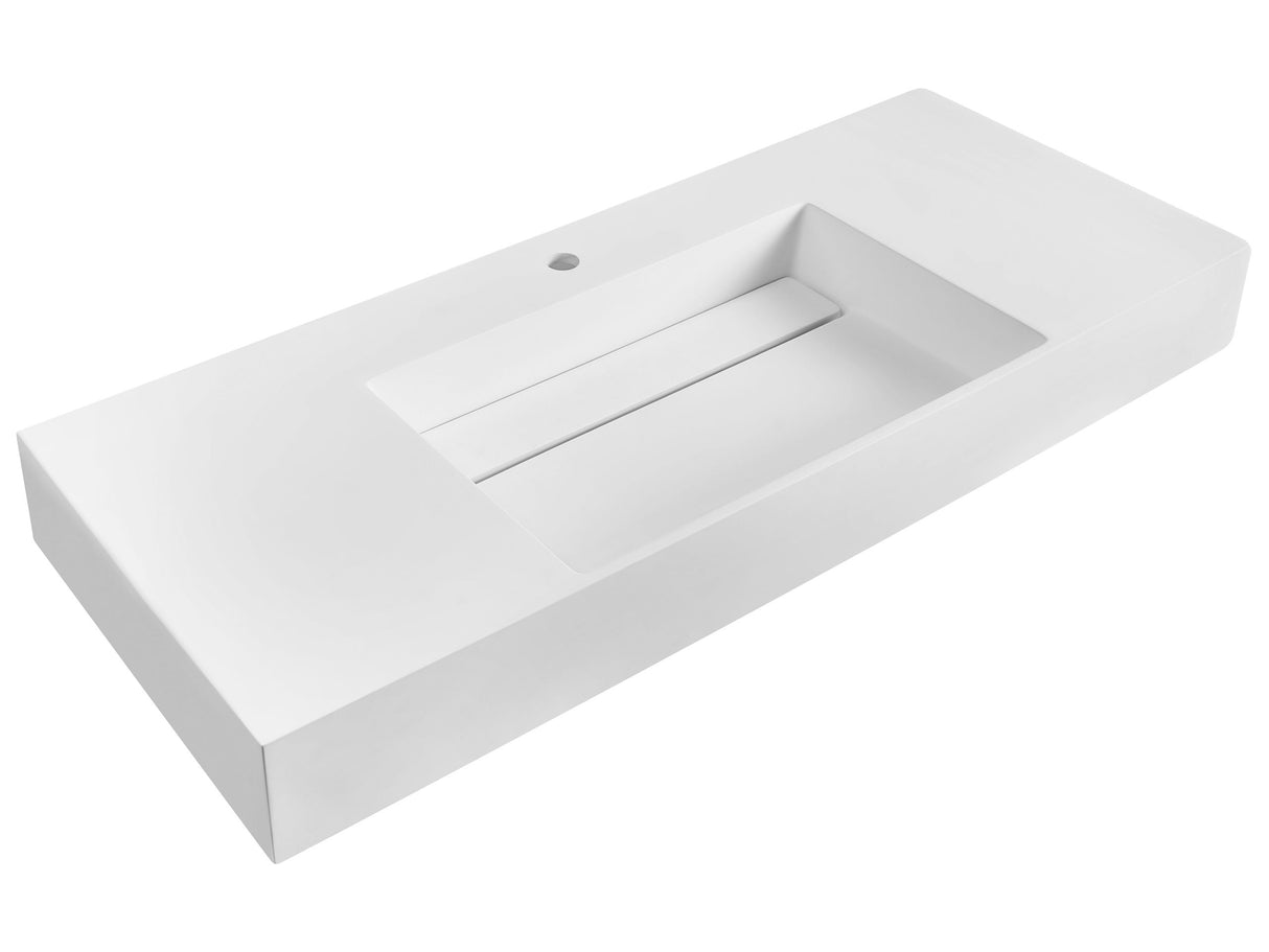 Hall Hung Wash Basin White Matt Finish Mineral Cast 1200 x 480 mm Rectangular Bathroom Sink Beliani