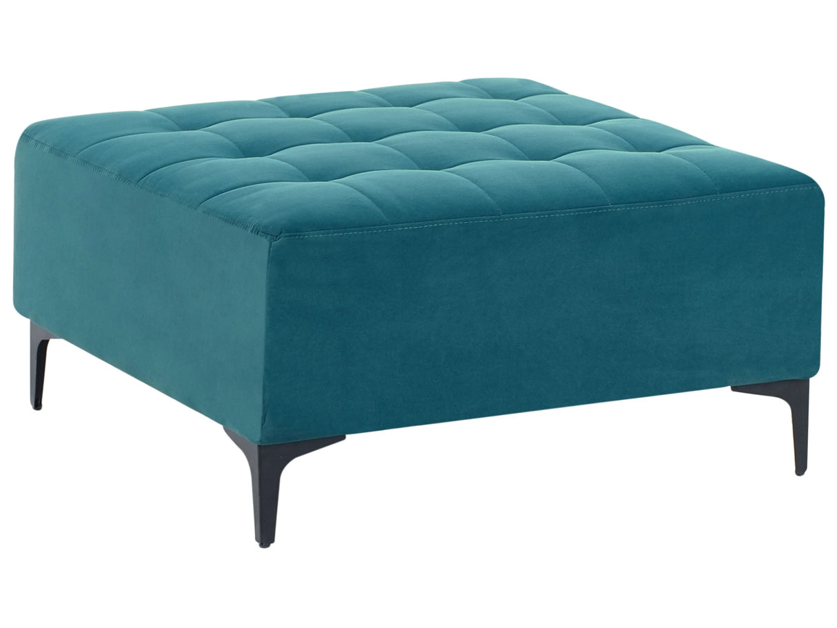 Ottoman Sea Blue Velvet Tufted Fabric Modern Living Room Square Footstool Gold Legs Beliani