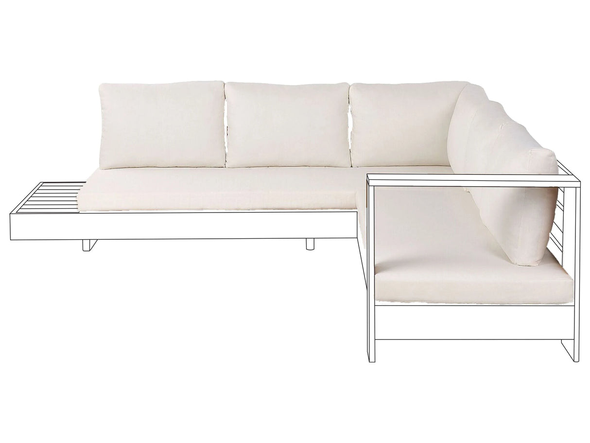 Outdoor Cushion Cover Set Off-White Fabric Sofa Seat Back Side Pillow Cases Beliani