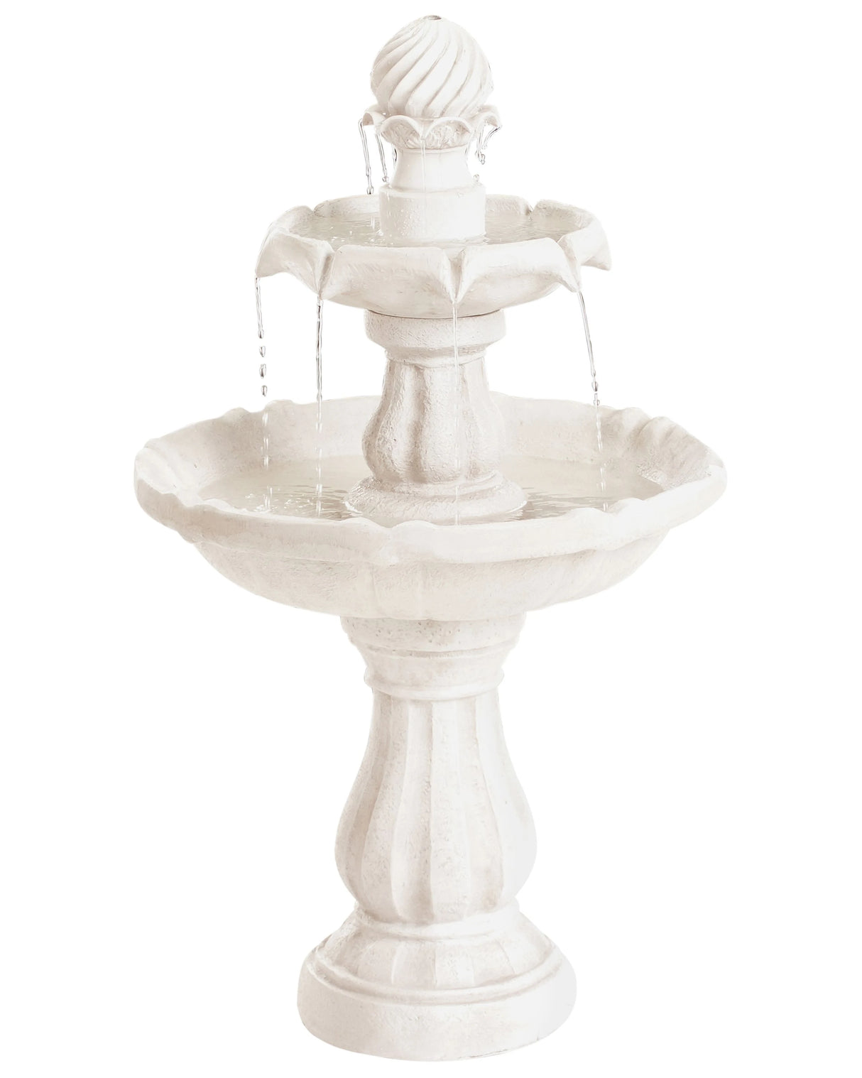 Outdoor Water Feature Light Beige Resin Fountain Garden Plugged Modern Design Beliani