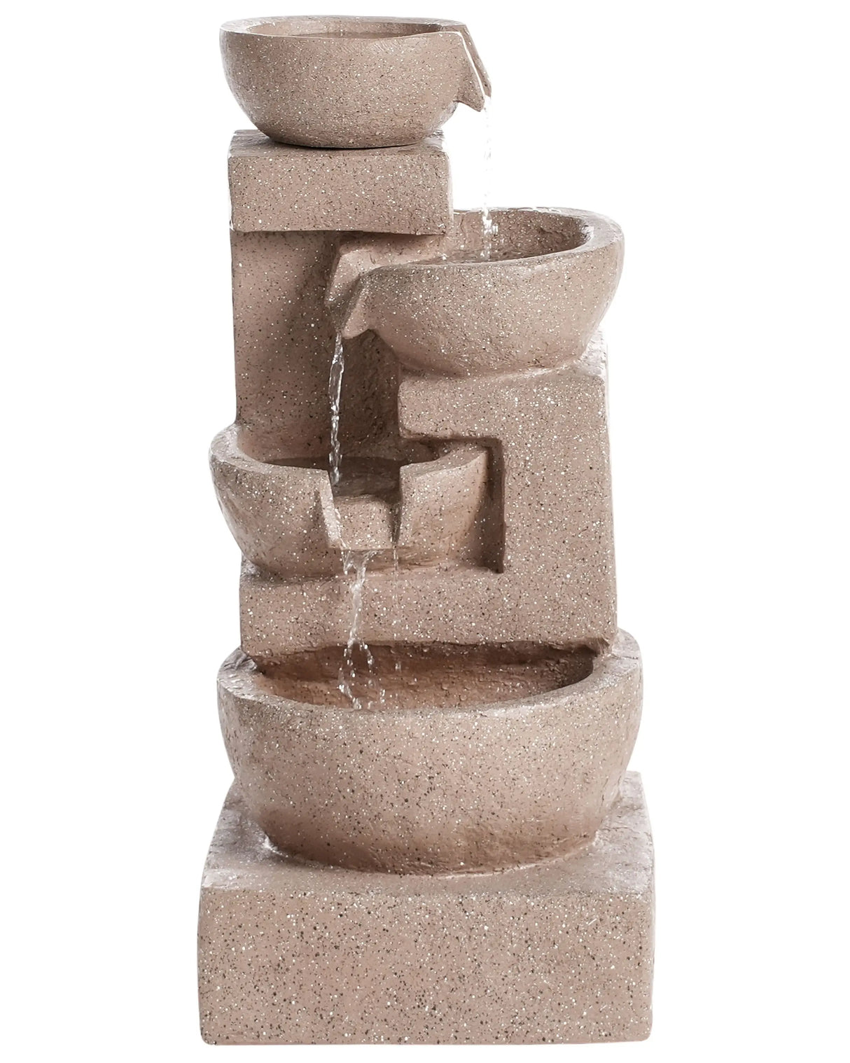 Outdoor Water Feature Light Brown Resin Fountain Garden Plugged Modern Design Beliani