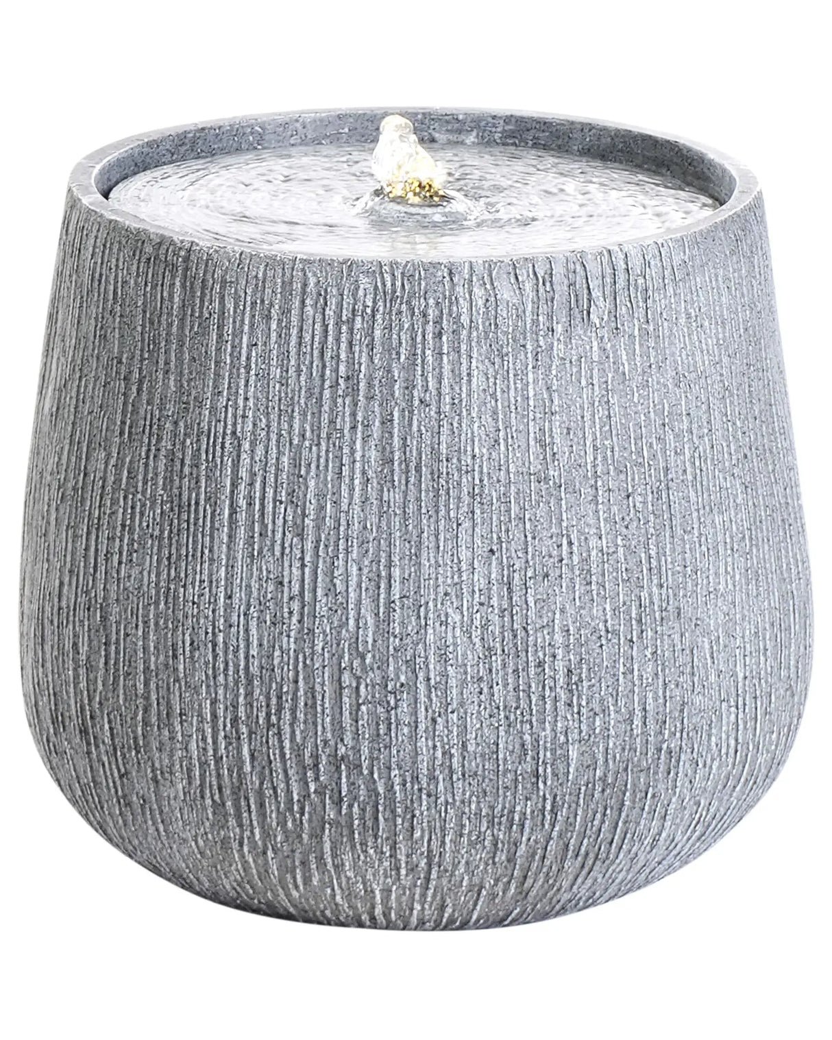 Outdoor Water Feature Grey Resin Garden with LED Light Plugged Modern Design Beliani