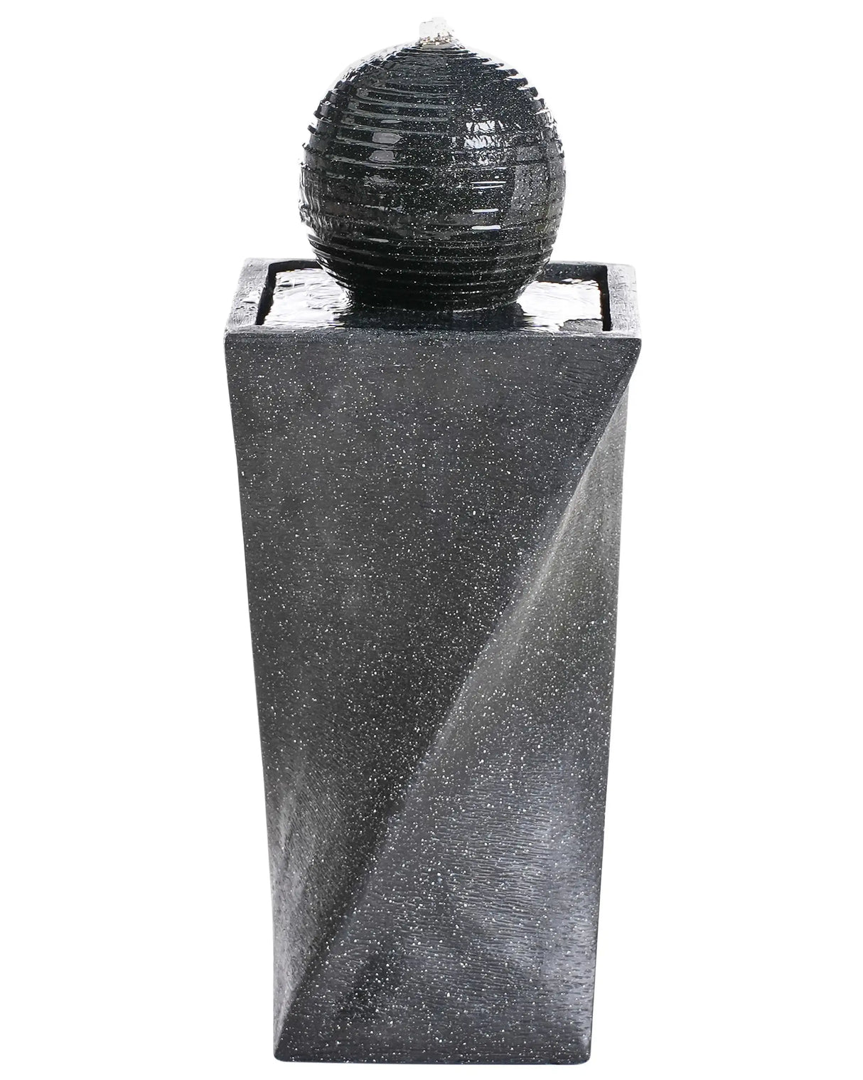 Outdoor Water Feature Graphite Grey Resin Garden with LED Light Plugged Modern Industrial Design Beliani