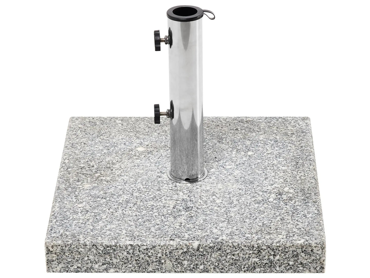 Parasol Base Grey Granite Stainless Steel 45 x 45 cm 30 kg Square Outdoor Umbrella Stand Beliani