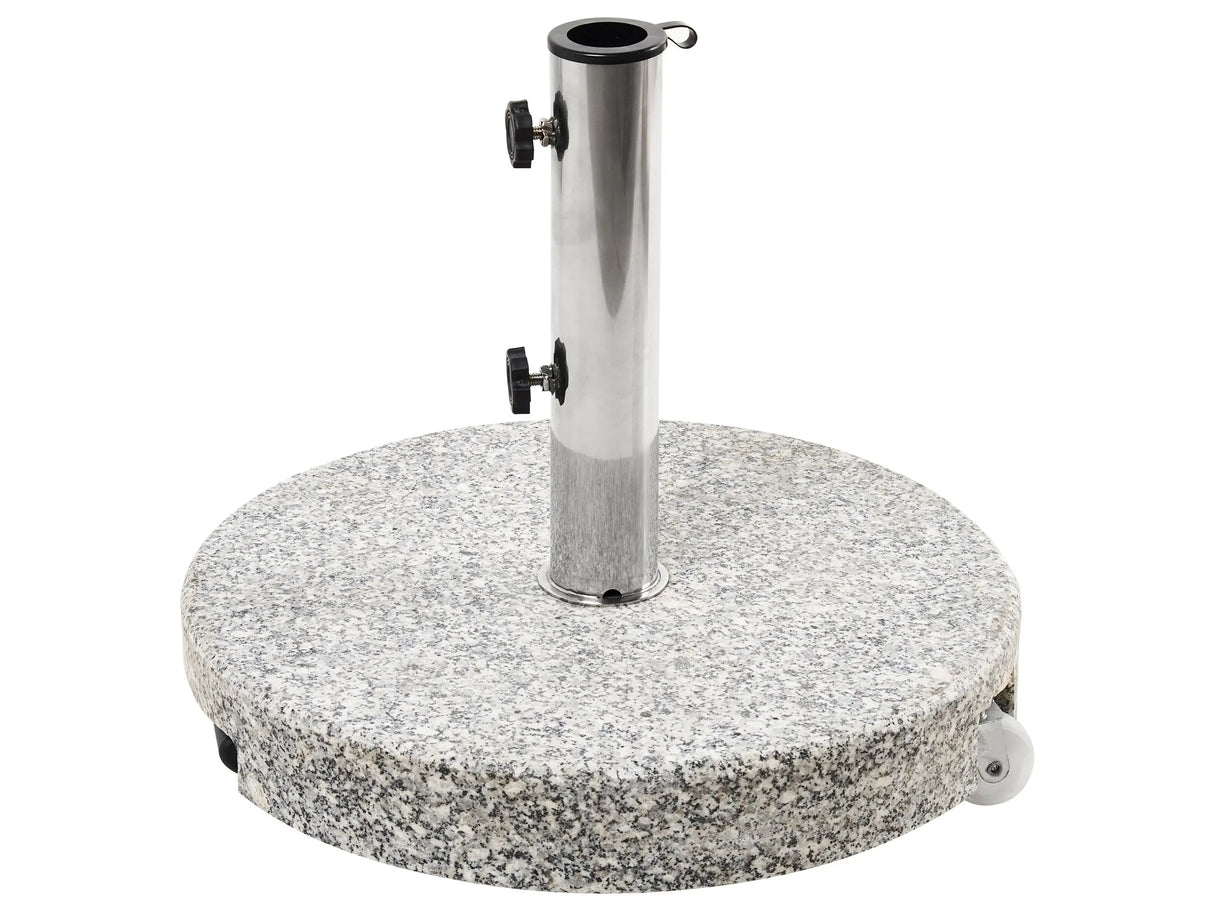 Parasol Base Grey Granite Stainless Steel 45 cm 30 kg Round Outdoor Umbrella Stand Beliani