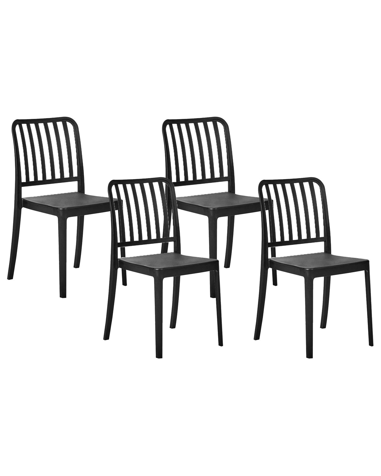 Set of 4 Garden Chairs Black Plastic Stackable Lightweight Indoor Outdoor Weather Resistant Beliani