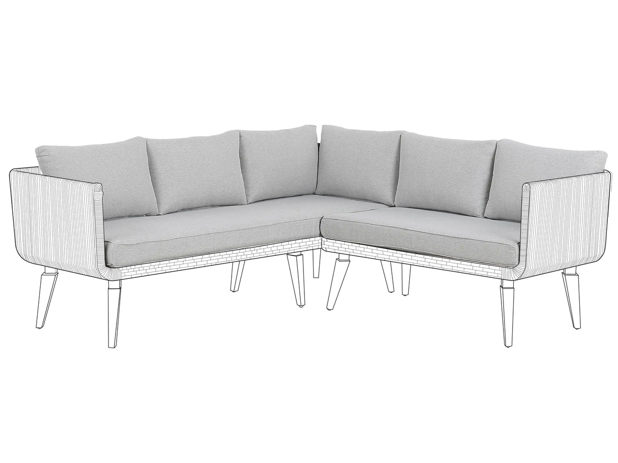 Outdoor Cushion Cover Set Grey Fabric Sofa Seat Back Side Pillow Cases Beliani