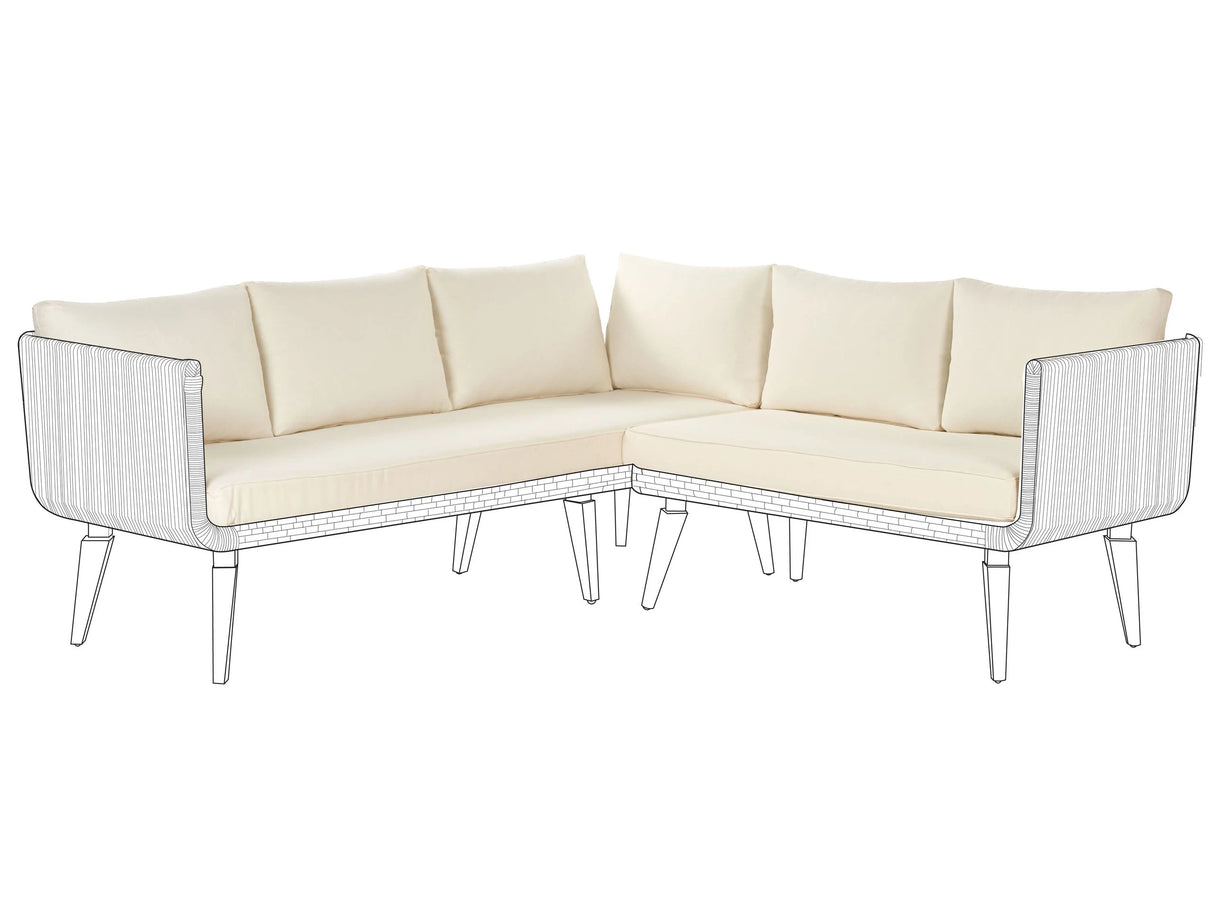 Outdoor Cushion Cover Set Light Beige Fabric Sofa Seat Back Side Pillow Cases Beliani