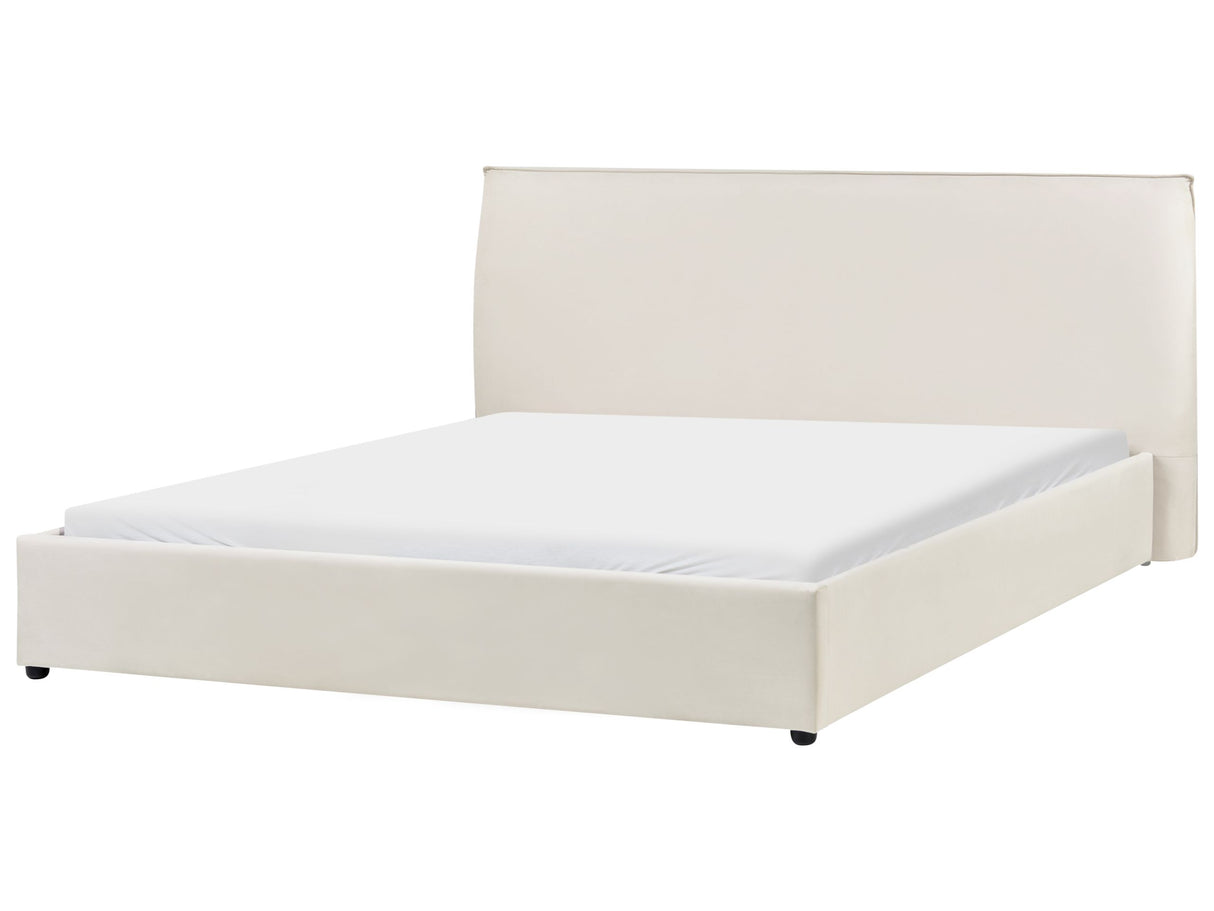 Waterbed Off-White Velvet Upholstery EU Super King Size 6ft Large Classic Headboard Beliani