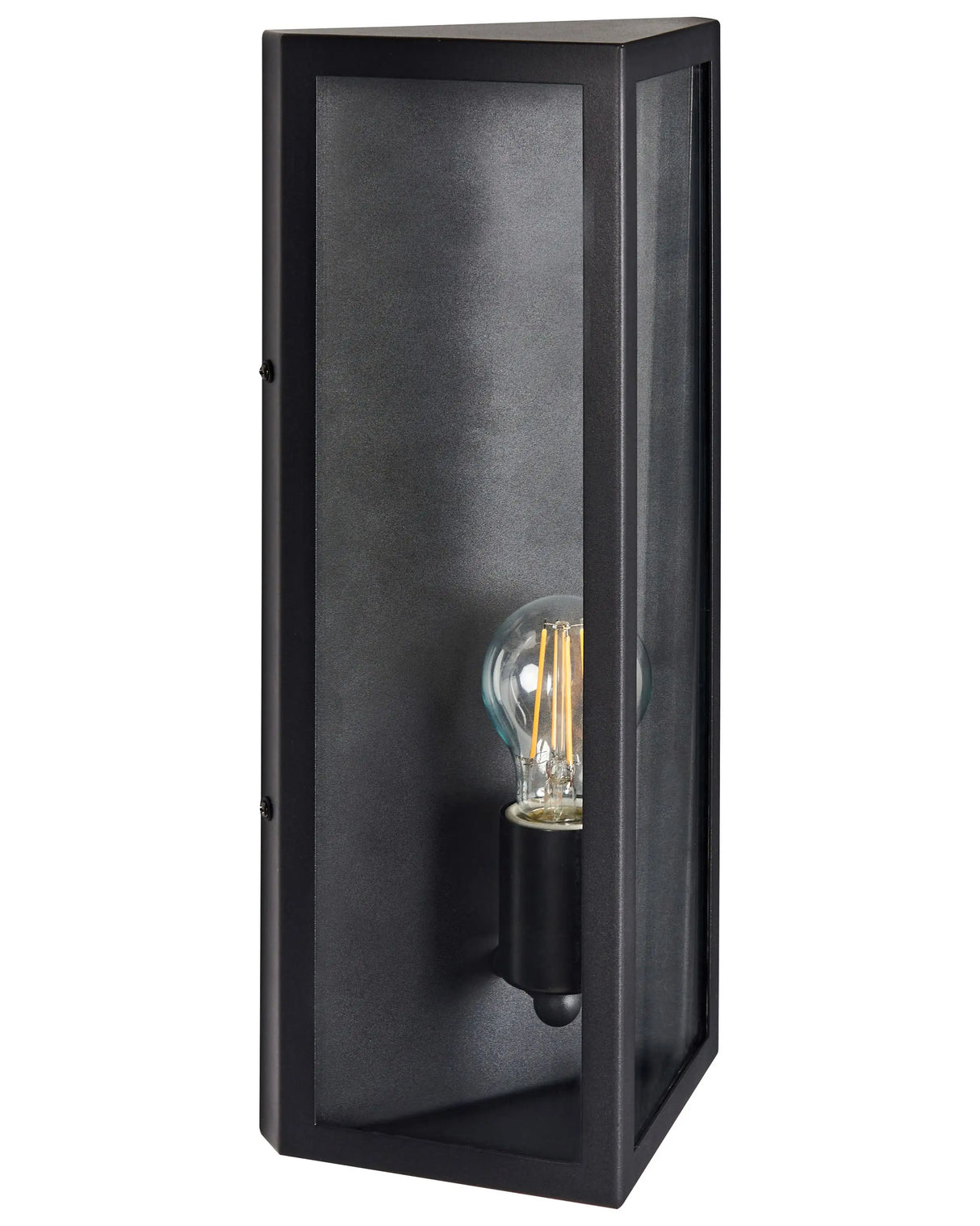 Outdoor LED Wall Light Lamp Black Sconce Metal Iron Glass Matte Modern Design Patio Garden Beliani