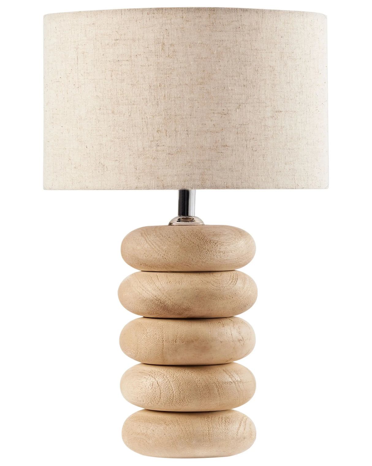 Table Lamp Light Brown and Beige Linen Cotton Shade Mango Wood Base 41 cm Single Light Modern Design Home Accessories Living Room Beliani
