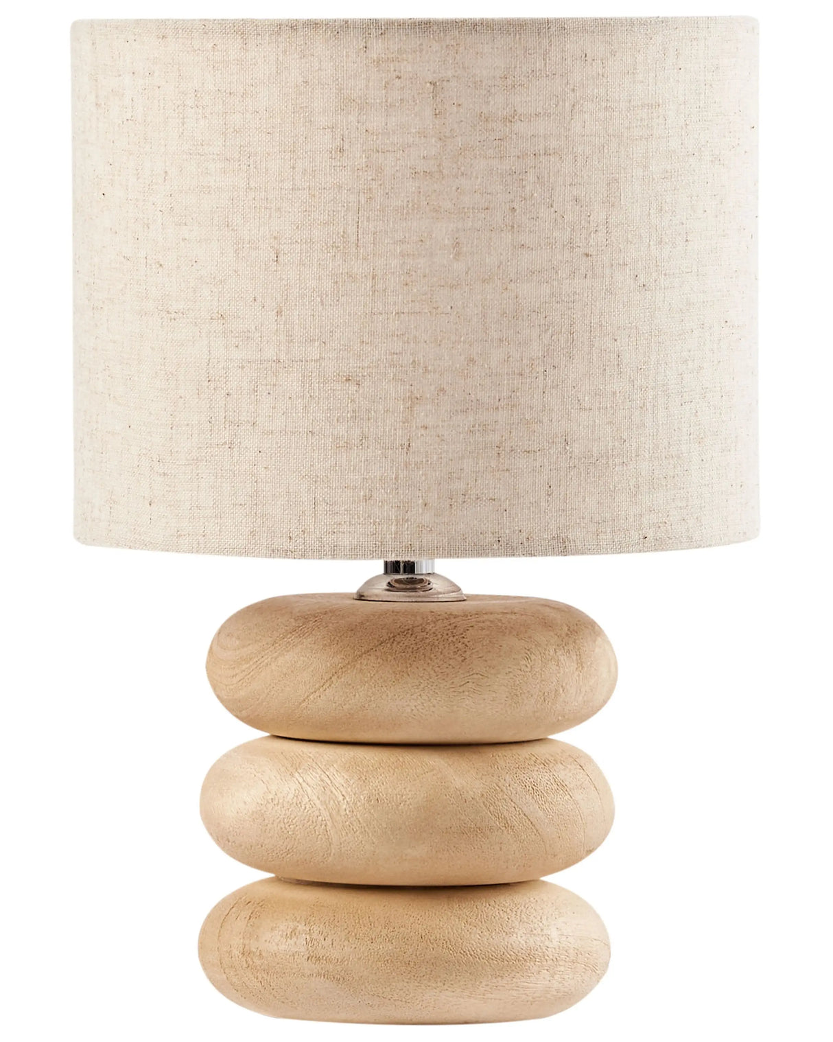 Table Lamp Light Brown and Beige Linen Cotton Shade Mango Wood Base 30 cm Single Light Modern Design Home Accessories Living Room Beliani